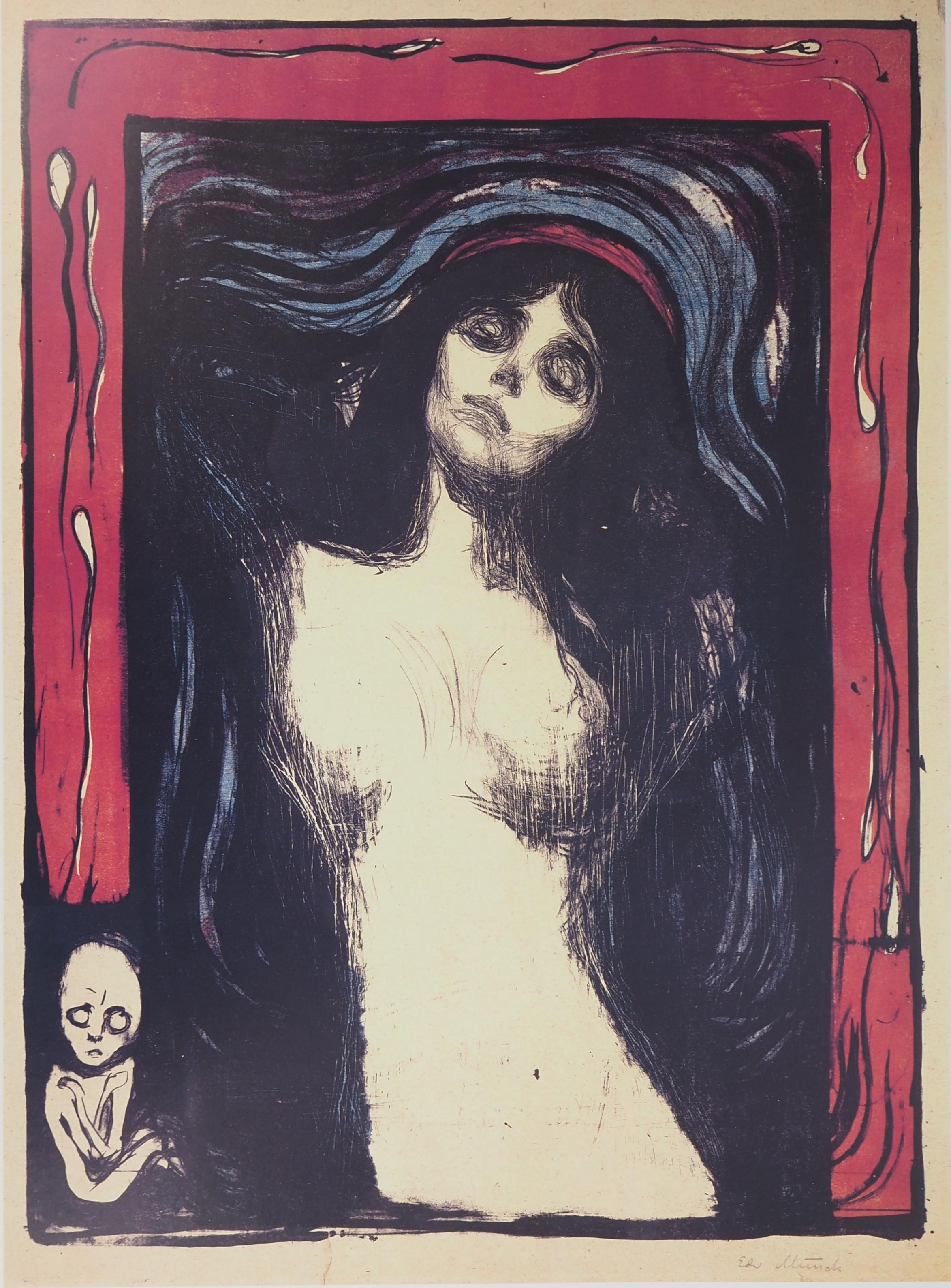 Madonna (Dreaming Woman) - Poster originale per mostre d'epoca (Berggruen) - Print di Edvard Munch