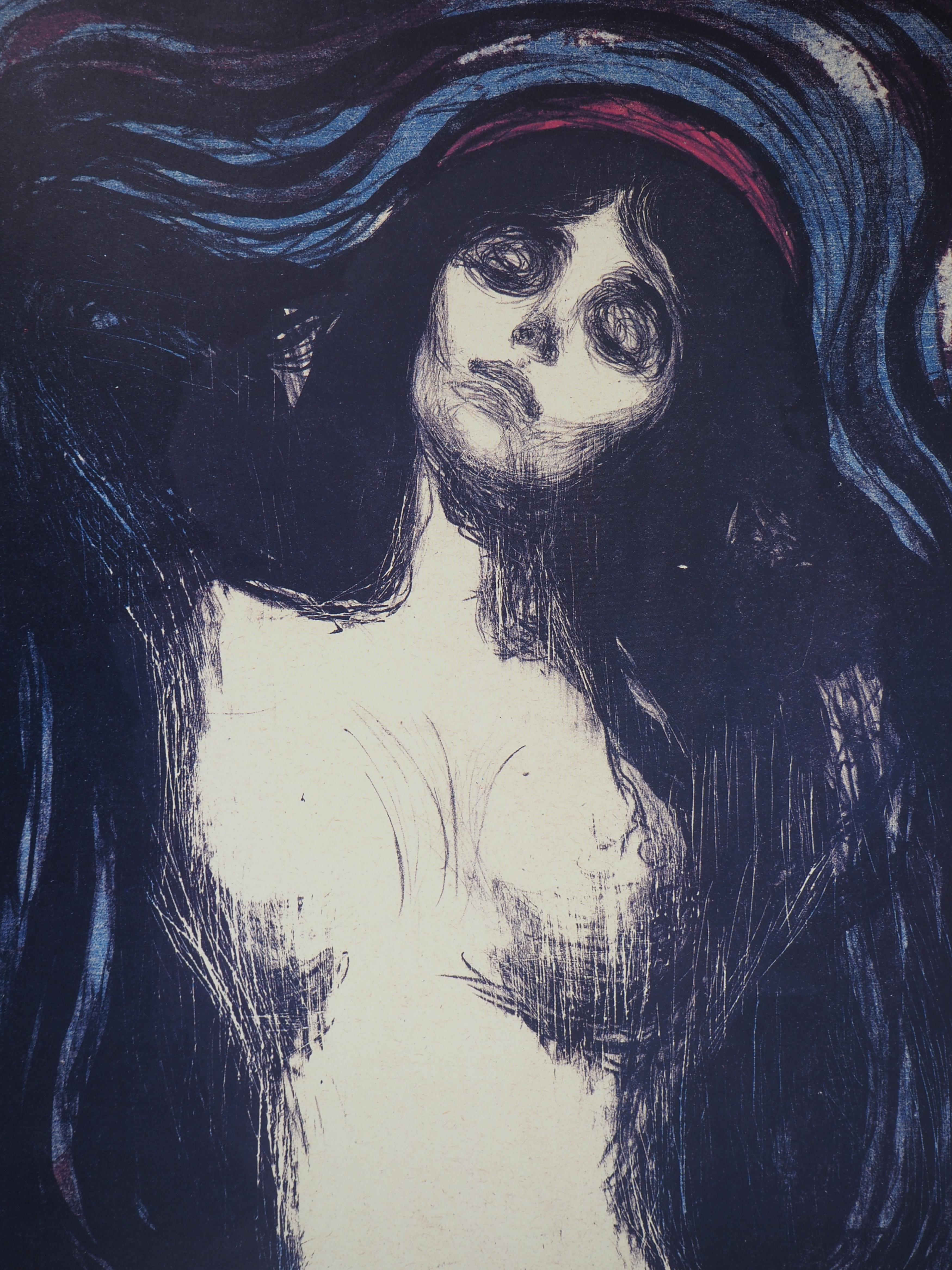 Madonna (Dreaming Woman) - Poster originale per mostre d'epoca (Berggruen) - Print Espressionista di Edvard Munch