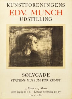 Original Vintage Art Exhibition Poster Edvard Munch Det Syke Barn The Sick Child