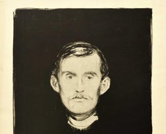 Original Vintage Art Exhibition Poster Edvard Munch Self Portrait Needle And Ink