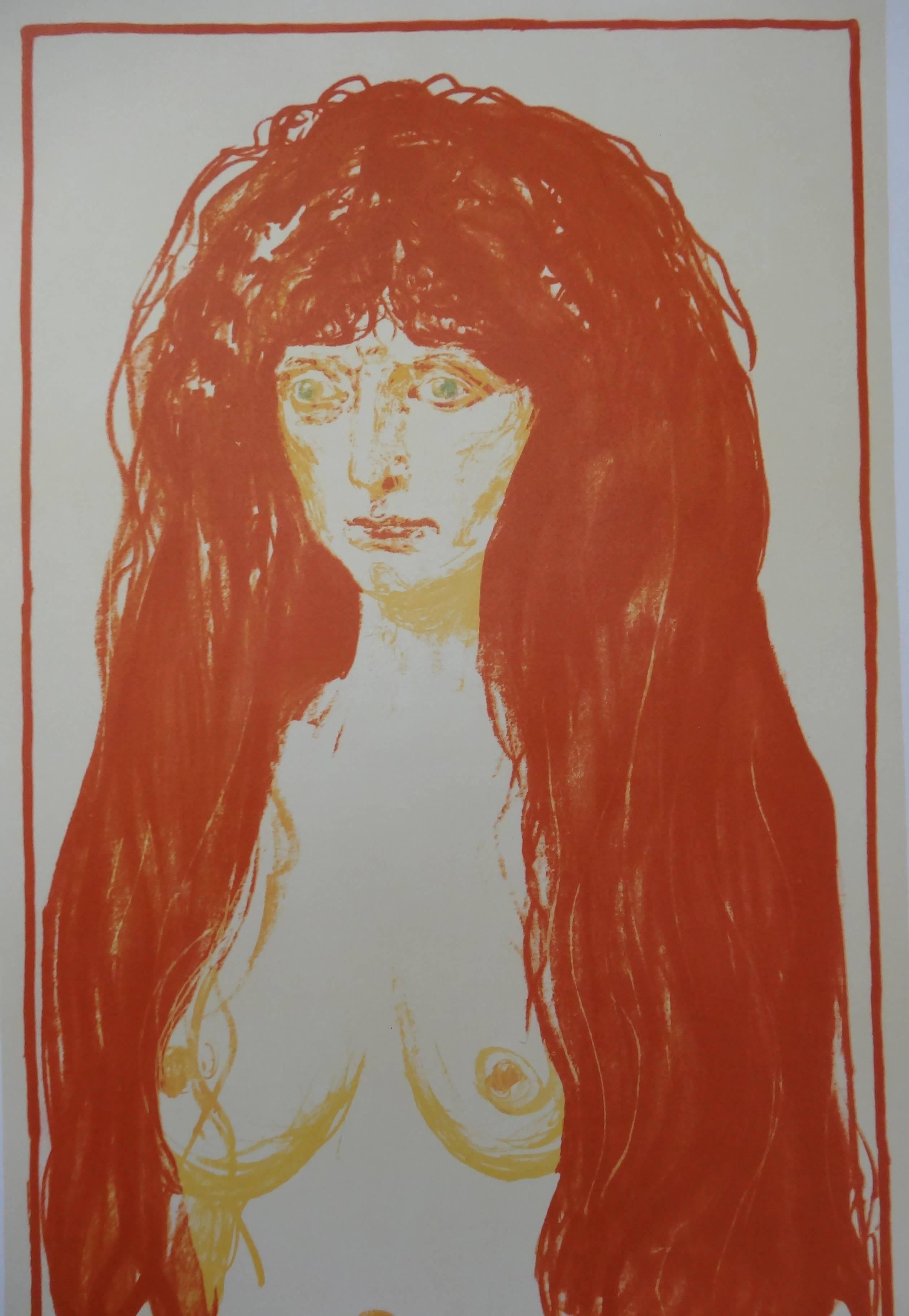 Redhead Woman - Lithographie-Ausstellungsplakat #Los Angeles County Museum #MOURLOT – Print von Edvard Munch