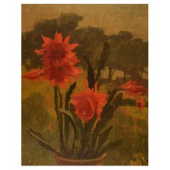 Edvard Sarvig, Denmark, Oil on Canvas, Flowers in Pot, Dated 1951