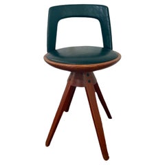 Edvard & Tove Kindt-Larsen Black Leather Swivel Stool