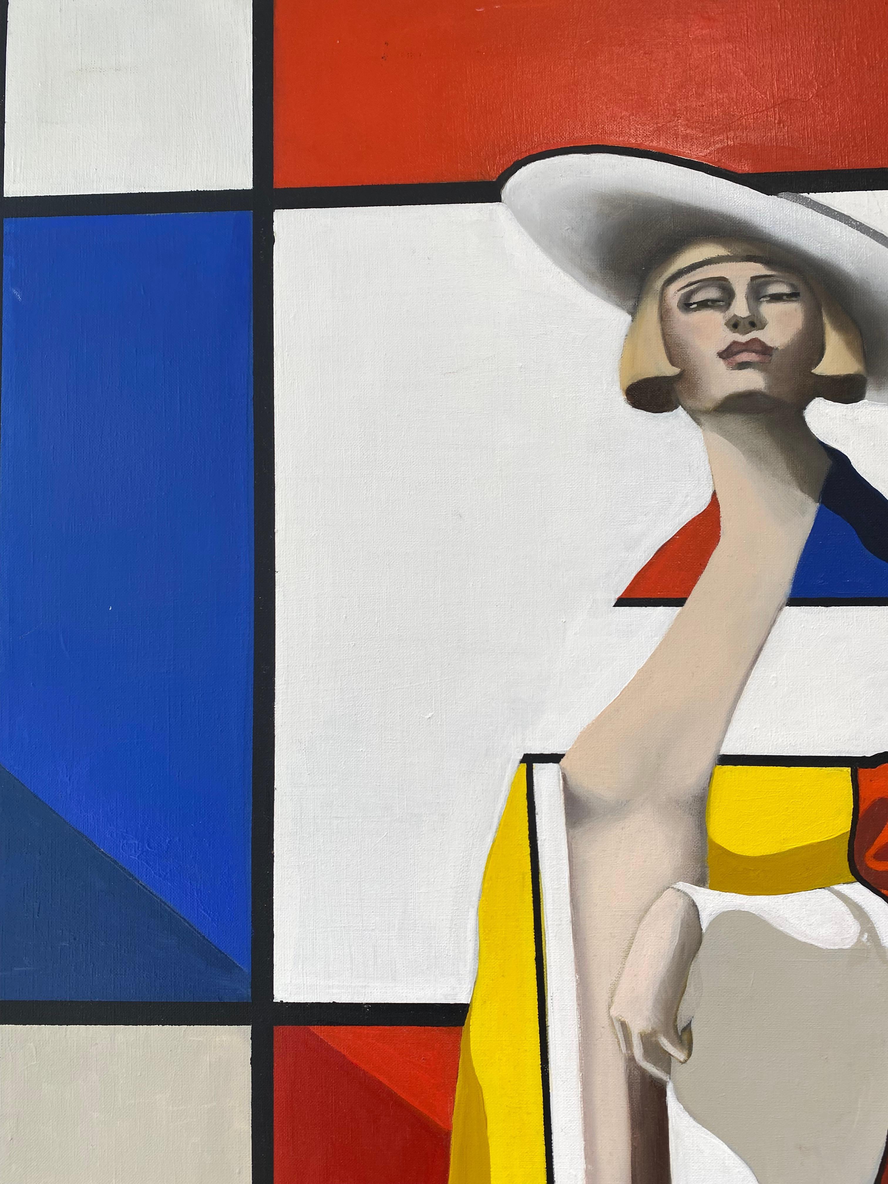 Mme Mondrian - Figurative Painting Beige di Edvarda Braanaas