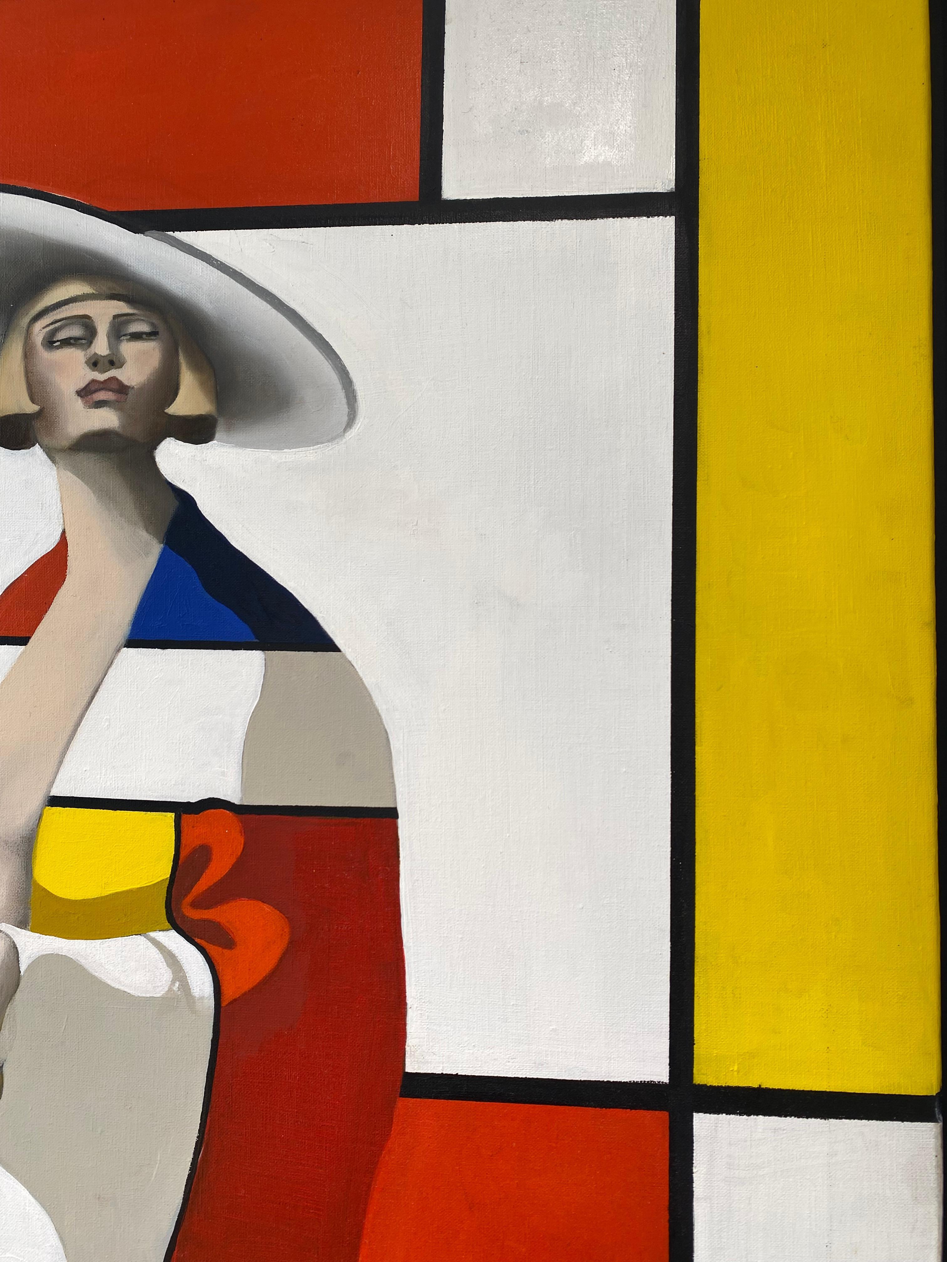 Edvarda Braanaas (B.1963)
Madame Mondrian
Olio su tela
130 x 80 cm / 51,18 x 38,19 in
Con cornice : 136 x 103 cm / 53,54 x 31,50 pollici
2020

Edvarda Aslaksen Braanaas è una pittrice figurativa norvegese, che si ispira alla transizione culturale