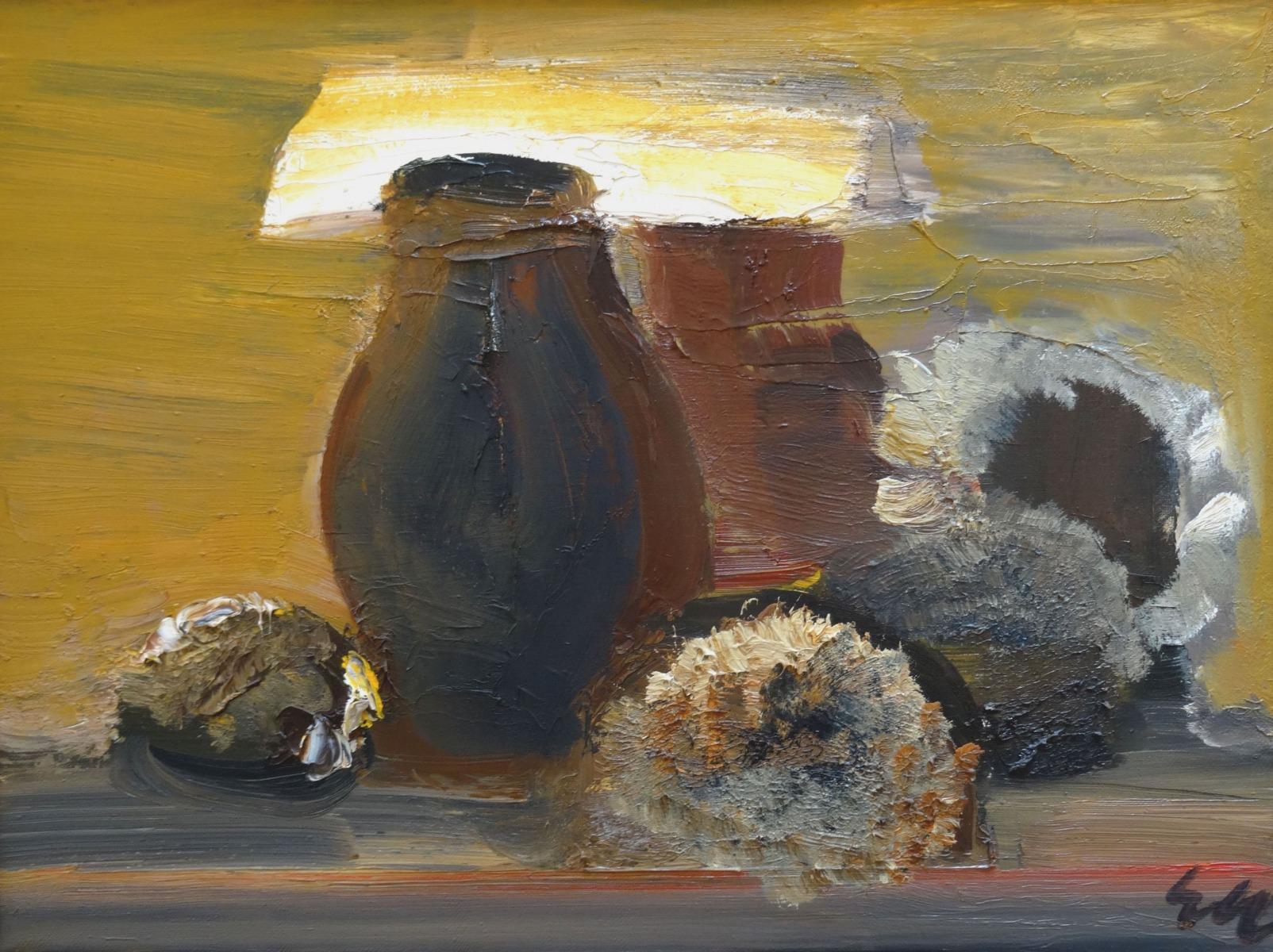 Edvards Grube Still-Life Painting - Still life with sunflowers. Canvas, oil, 60x80 cm