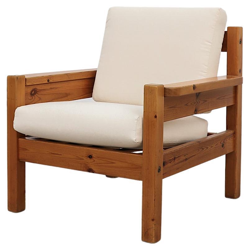 Edvin Helseth Inspired Pine Low Back Lounge Chair with New Canvas Cushions
