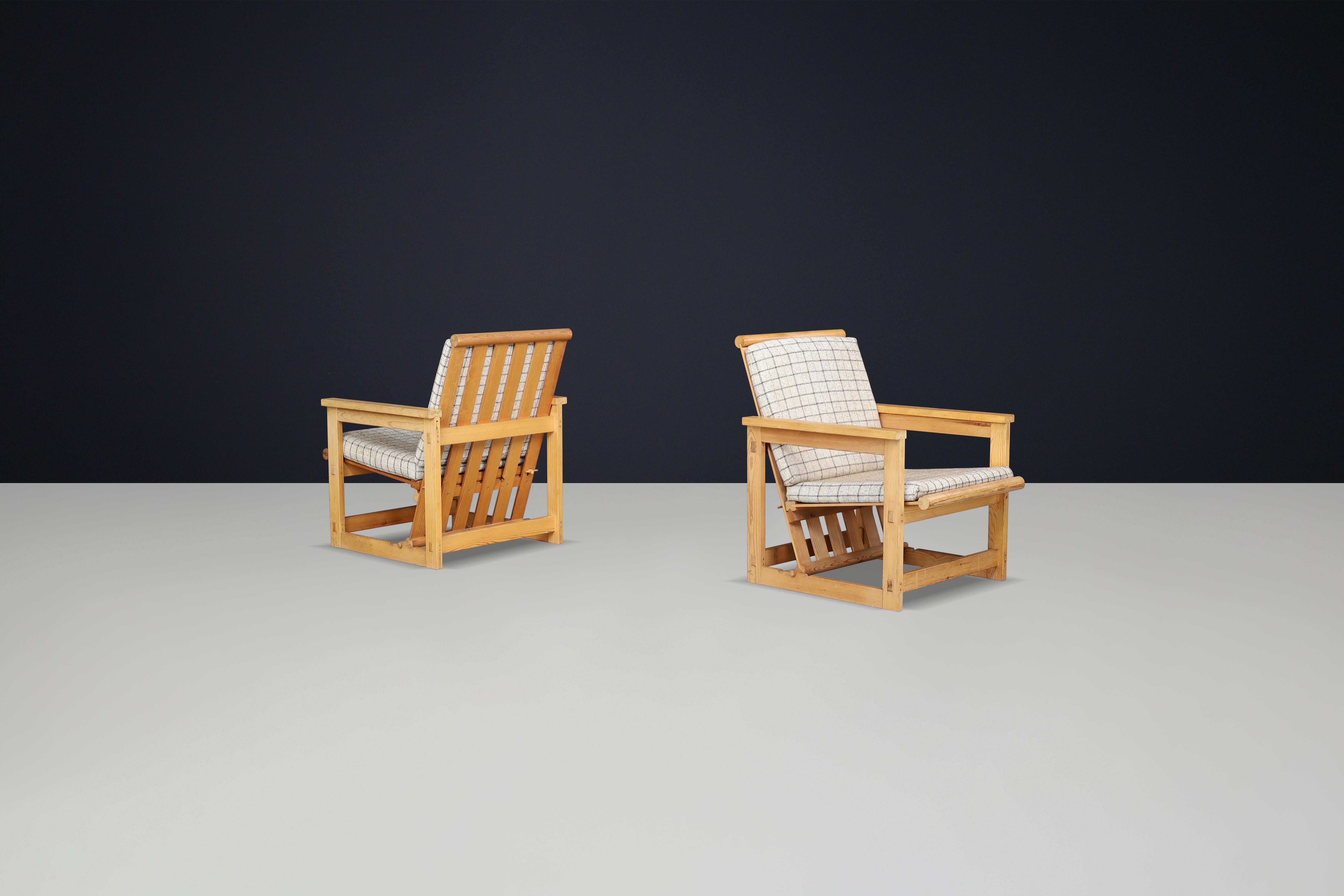 Upholstery Edvin Helseth Lounge Chairs in Pine Model 