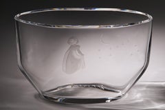 Edvin Öhrström para Orrefors Jarrón de cristal grabado, 1942 Escandinavo Moderno