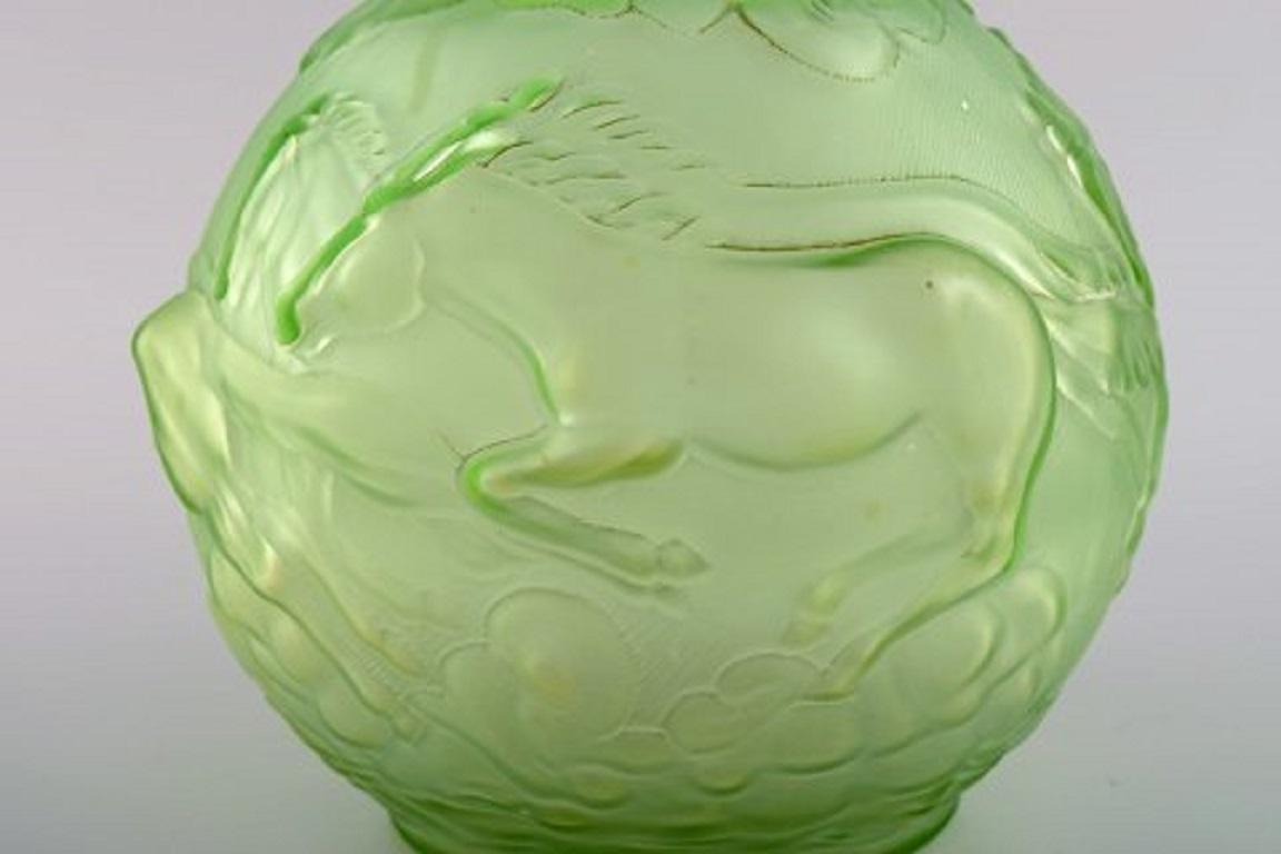 Edvin Ollers for Elme, Round Art Deco Vase with Galloping Horses In Excellent Condition In Copenhagen, DK