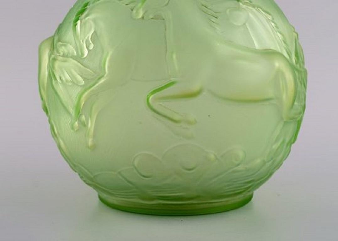 Art Glass Edvin Ollers for Elme, Round Art Deco Vase with Galloping Horses