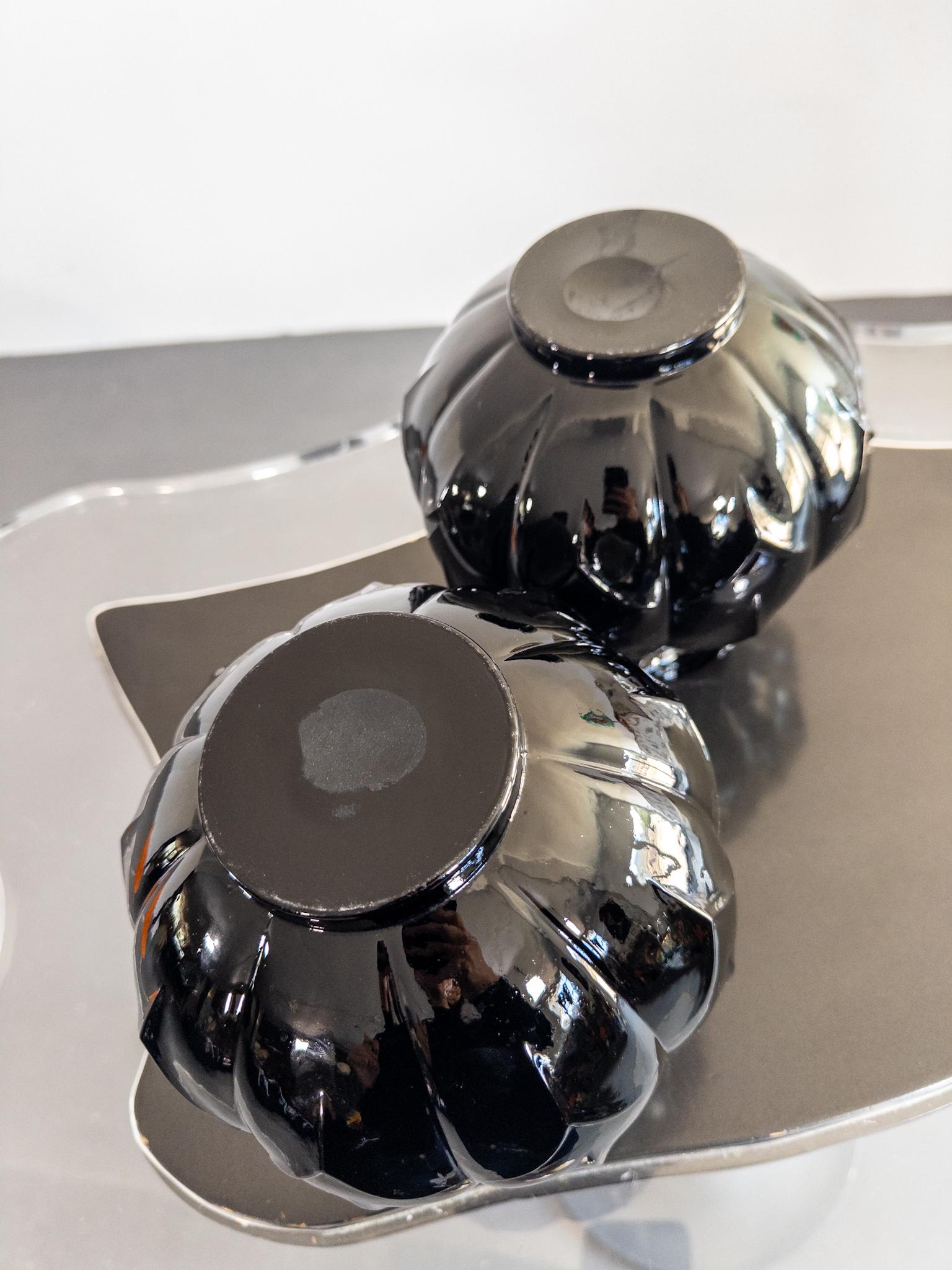 Inizio XX secolo Edvin Ollers per Elme Glasbruk, Svezia - Vasi in vetro nero Art Deco, 192 in vendita