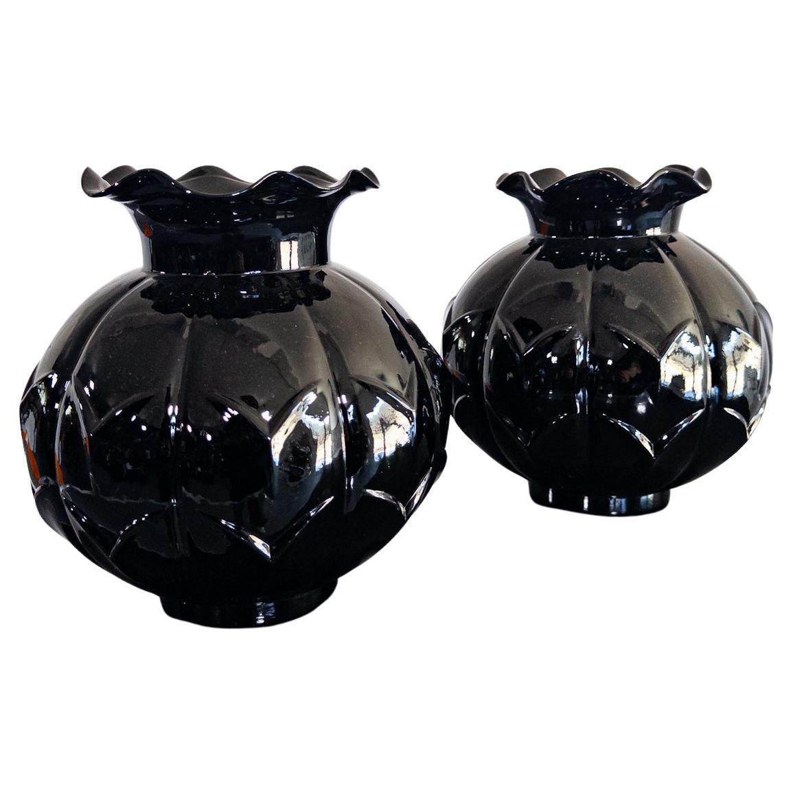 Edvin Ollers per Elme Glasbruk, Svezia - Vasi in vetro nero Art Deco, 192 in vendita