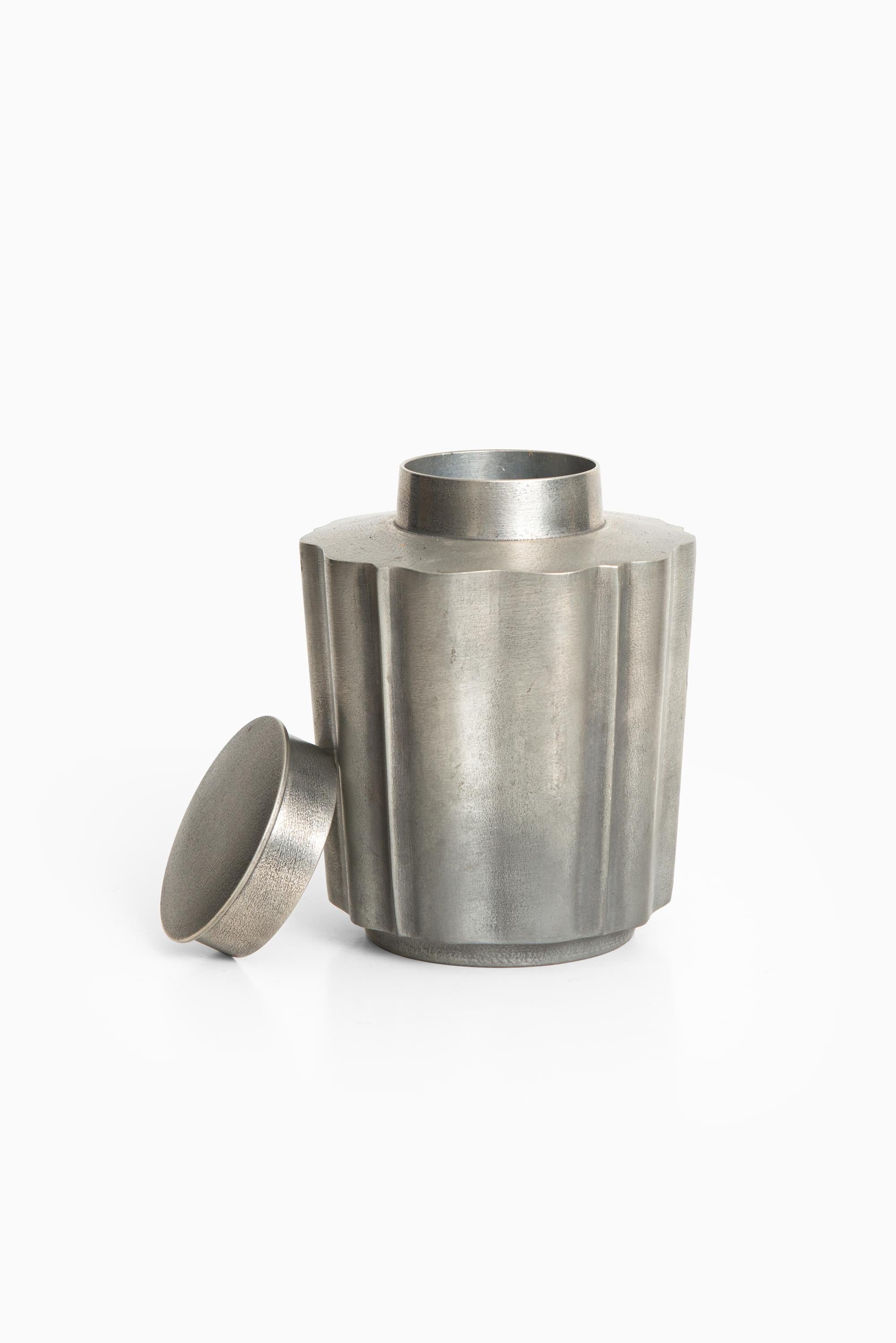 Pewter jar with lid designed by Edvin Ollers. Produced in Sweden.