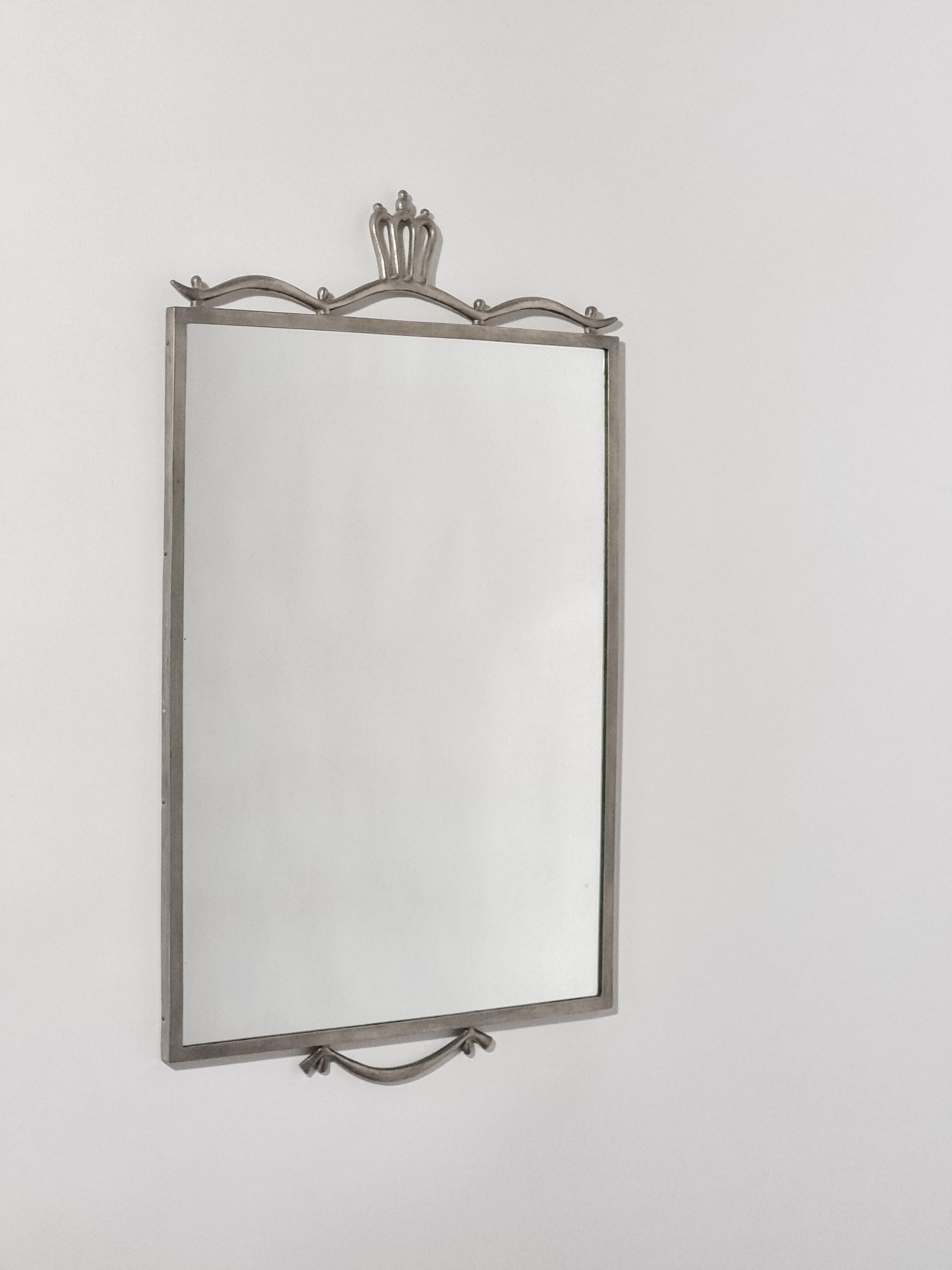 Scandinavian Modern Edvin Ollers, Mirror in Pewter, Swedish Grace, 1920s For Sale