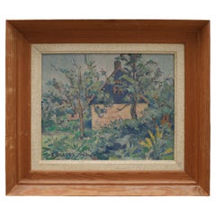 Edvin Ollers, Oil on Panel,  “Garden Motif" , Signed and Dated 1943