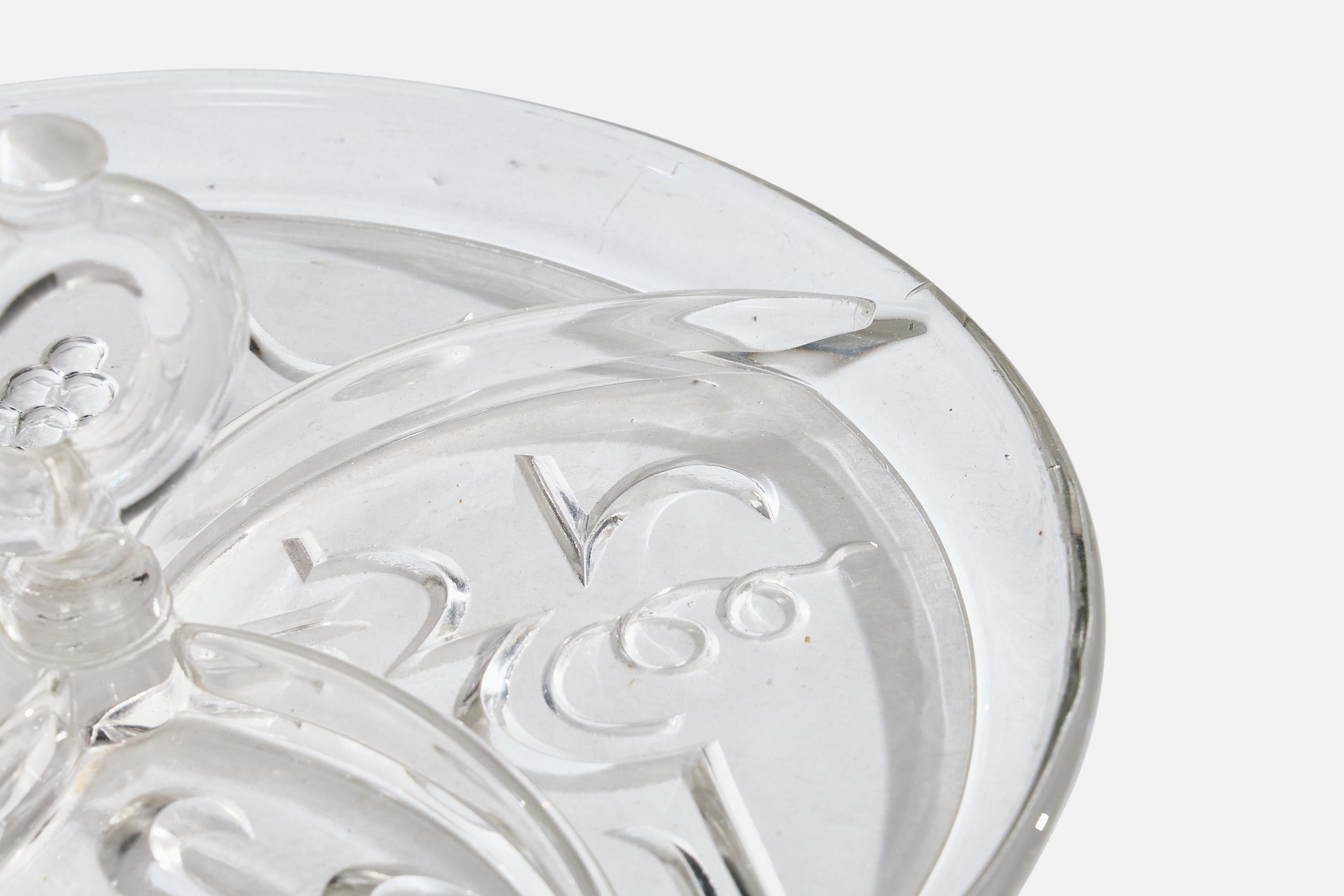 Verre Edvin Ollers, plat de service, verre, Suède, années 1920 en vente