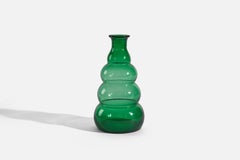 Edvin Ollers, Vase, Green Glass, Limmareds Glasbruk, Sweden, c. 1940s