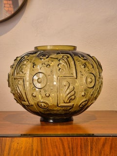 Edvin Ollers, vase in glass, Swedish Grace / Art Deco, 1928