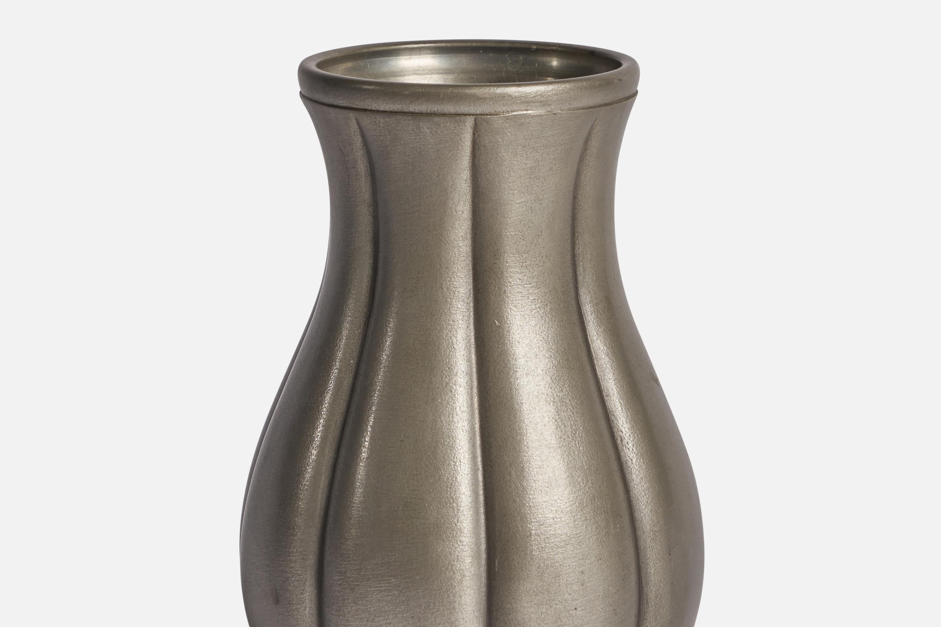Scandinavian Modern Edvin Ollers, Vase, Pewter, Sweden, 1952 For Sale