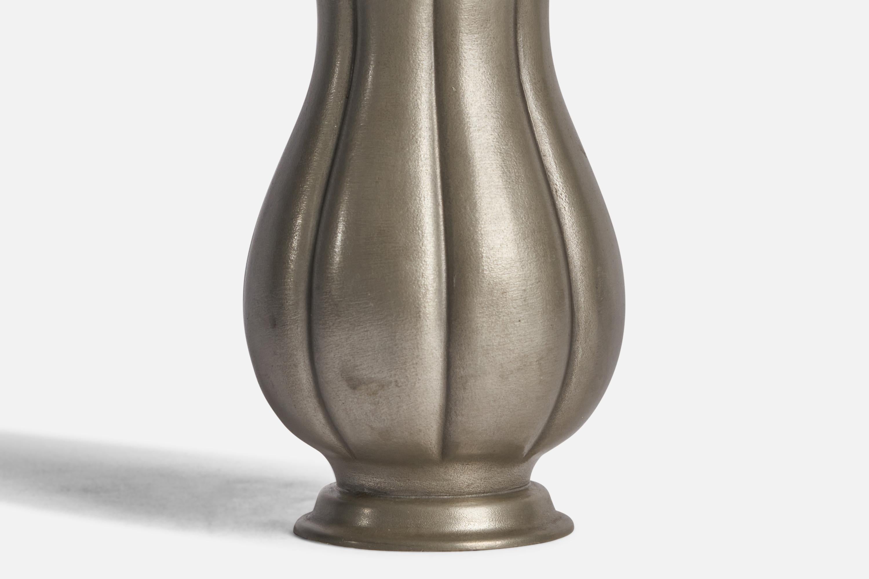Swedish Edvin Ollers, Vase, Pewter, Sweden, 1952 For Sale