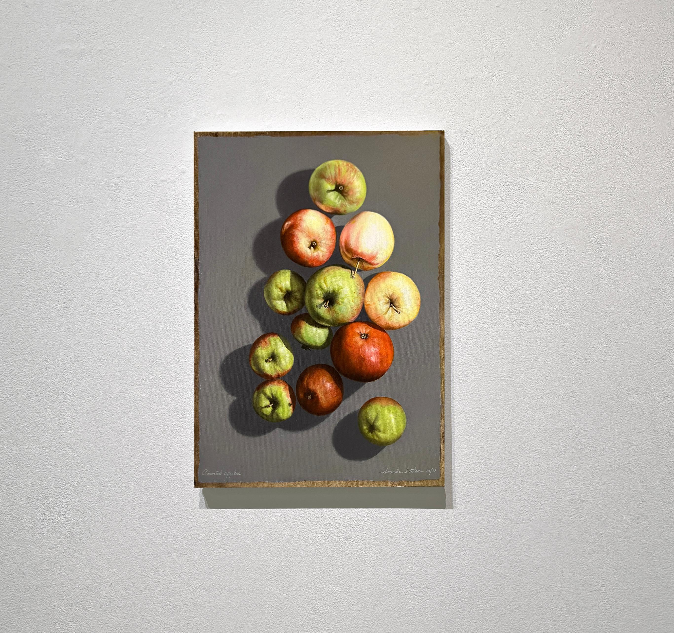 ASSORTED APPLES - Contemporary Still Life / Realism / Photorealism - Painting by Edward A. Butler