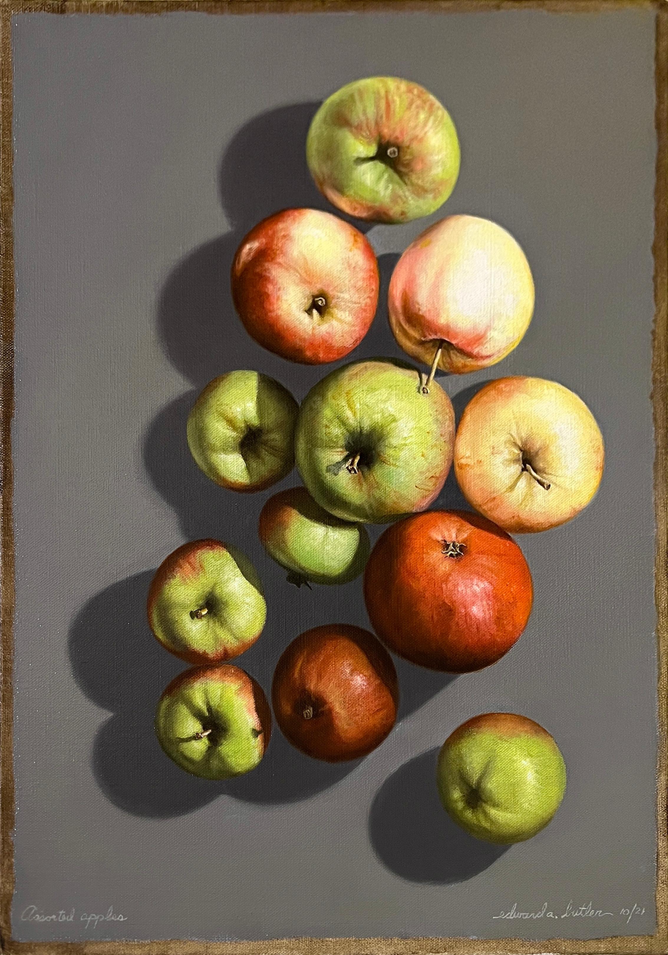Edward A. Butler Still-Life Painting - ASSORTED APPLES - Contemporary Still Life / Realism / Photorealism