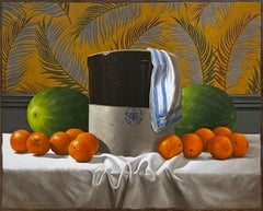 FALL TABLE, VINTAGE CROCK - Contemporary Still Life / Realism / Fruit