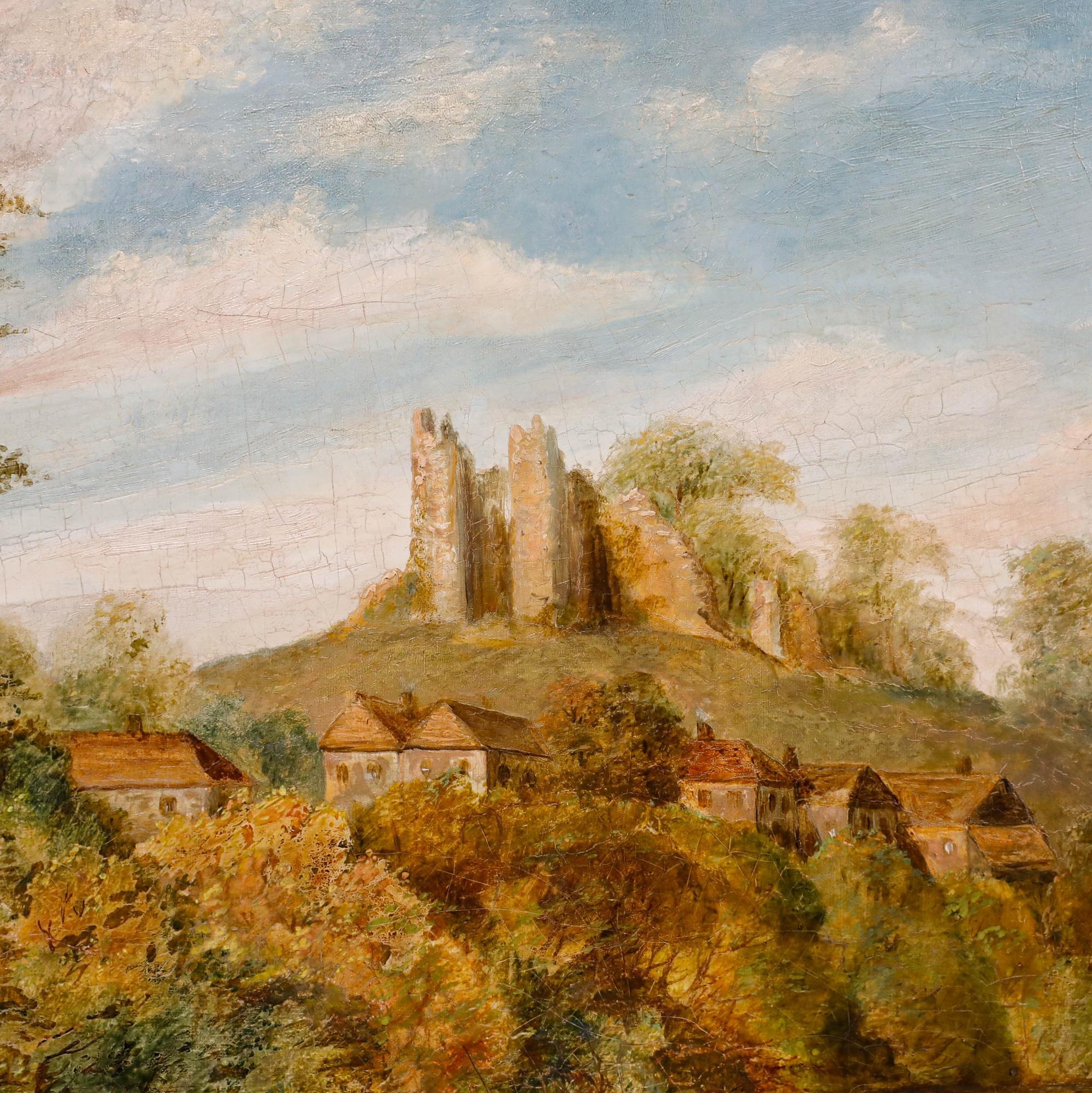 A. Wilson - Gerahmtes Öl aus dem 19. Jahrhundert, Fischen bei den Ruinen im Angebot 1