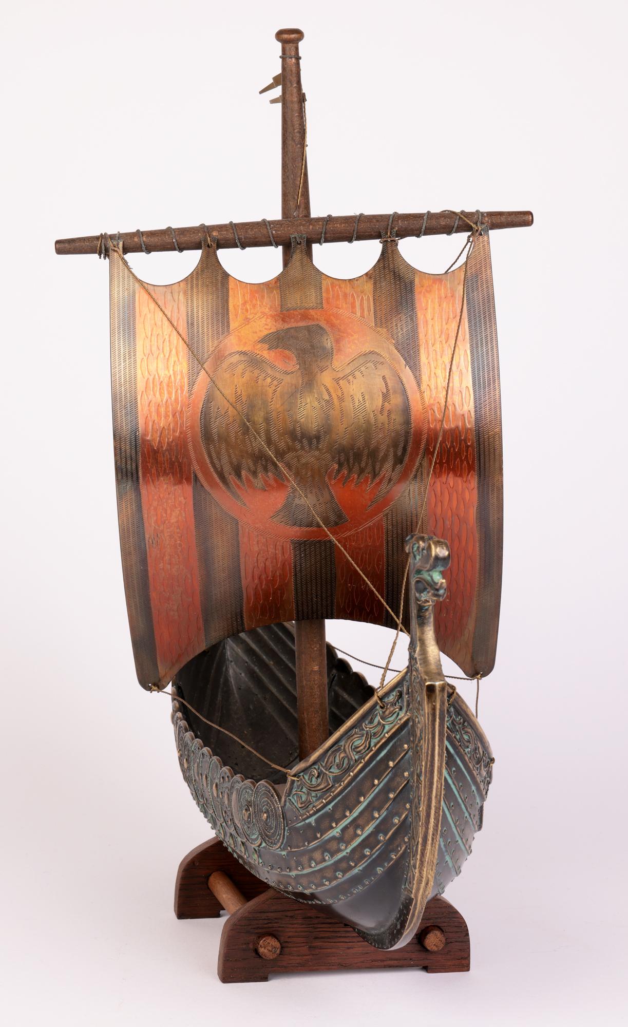 Edward Aagaard Mid-Century Danish Bronze Model Viking Ship on Stand In Good Condition In Bishop's Stortford, Hertfordshire