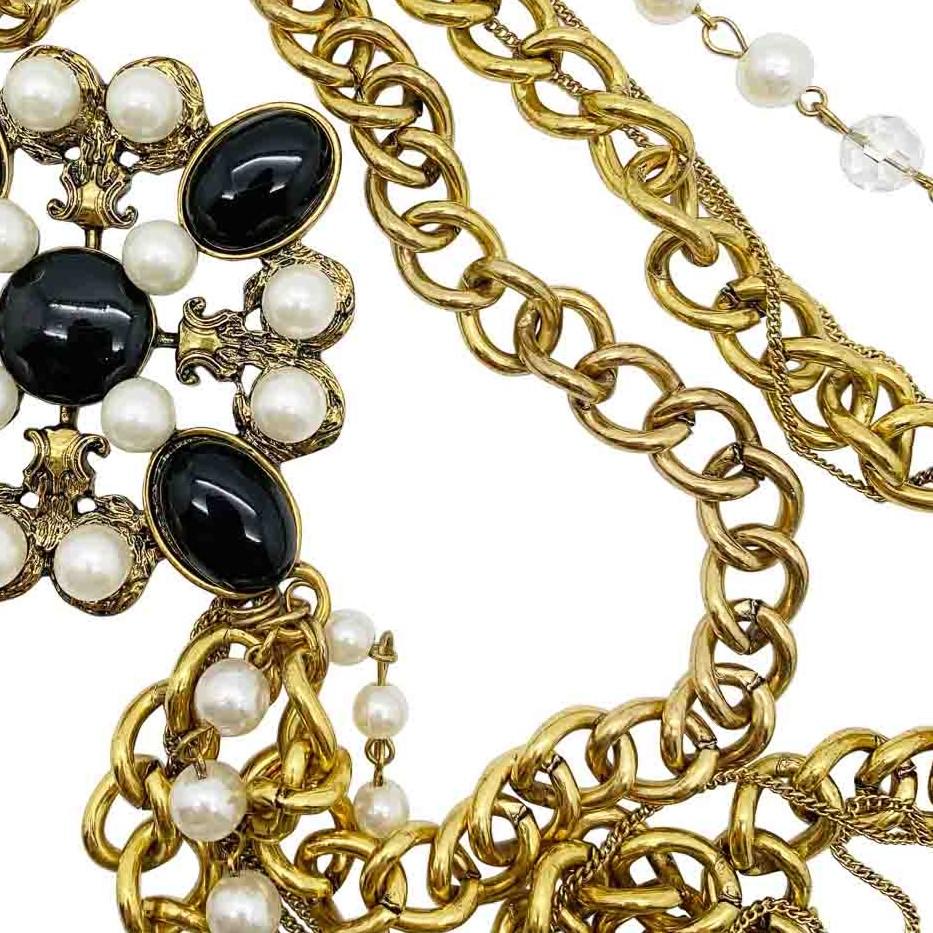 Edward Achour, Paris Cruciform Pearl & Chain Necklace 2000s In Good Condition In Wilmslow, GB
