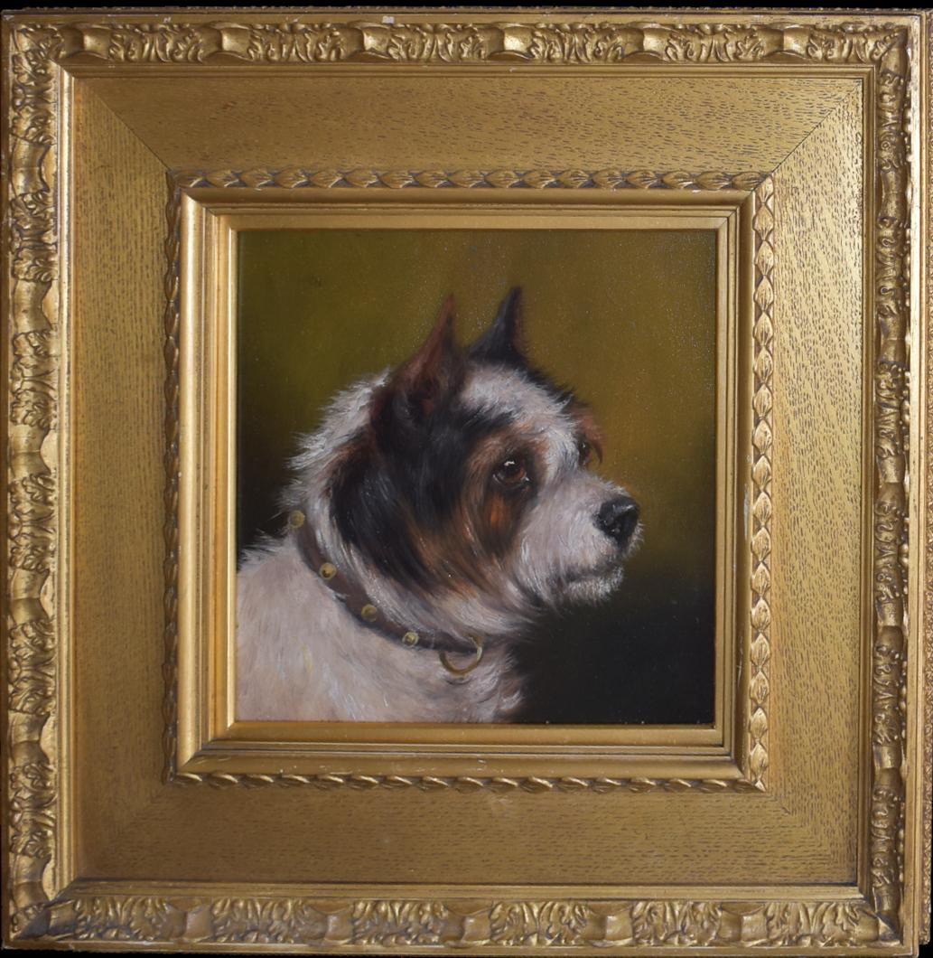 Un terrier blanco y fuego; y Un terrier blanco y marrón claro