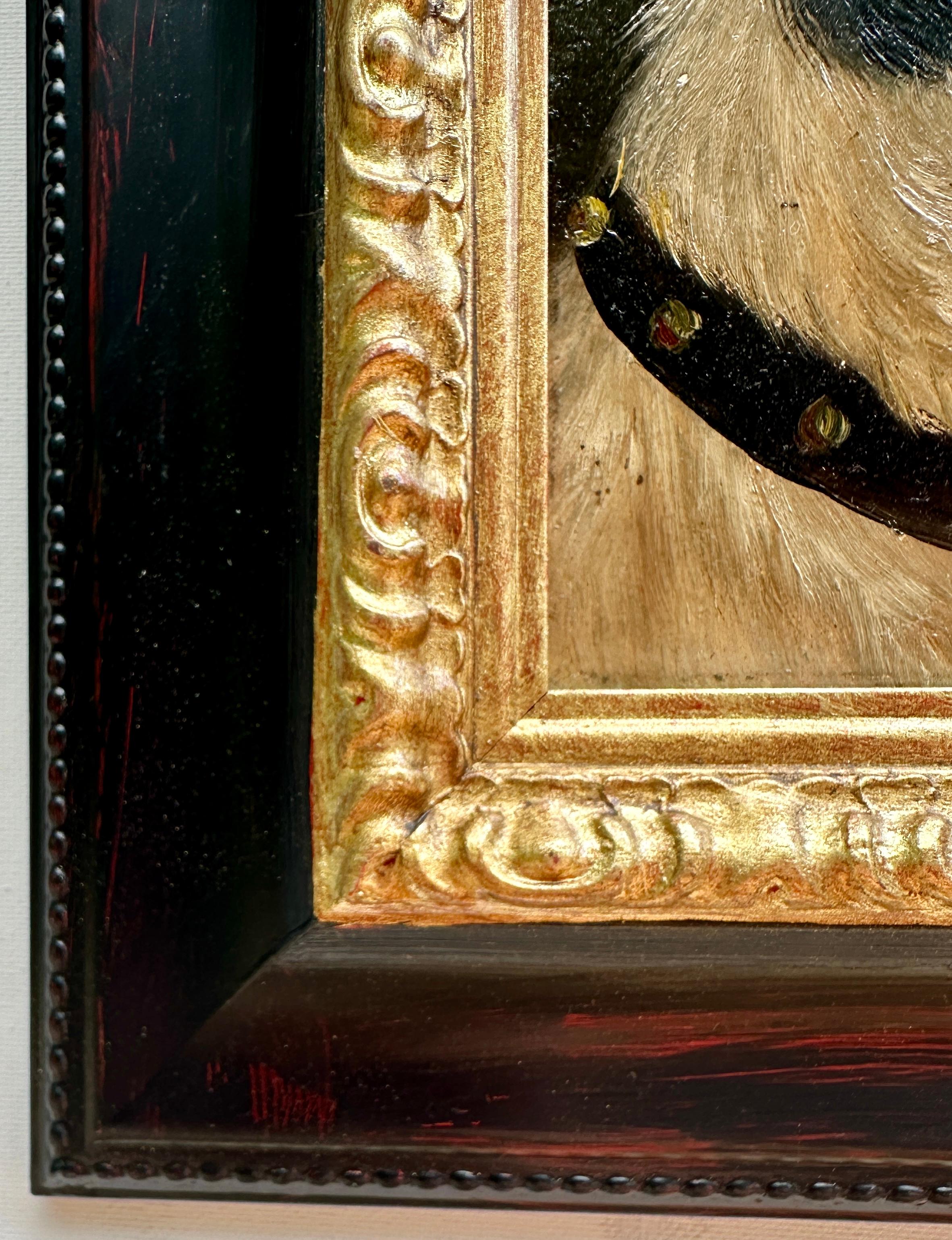 Antico ritratto ad olio inglese vittoriano di un cane Jack Russell - Painting Vittoriano di Edward Aistrop