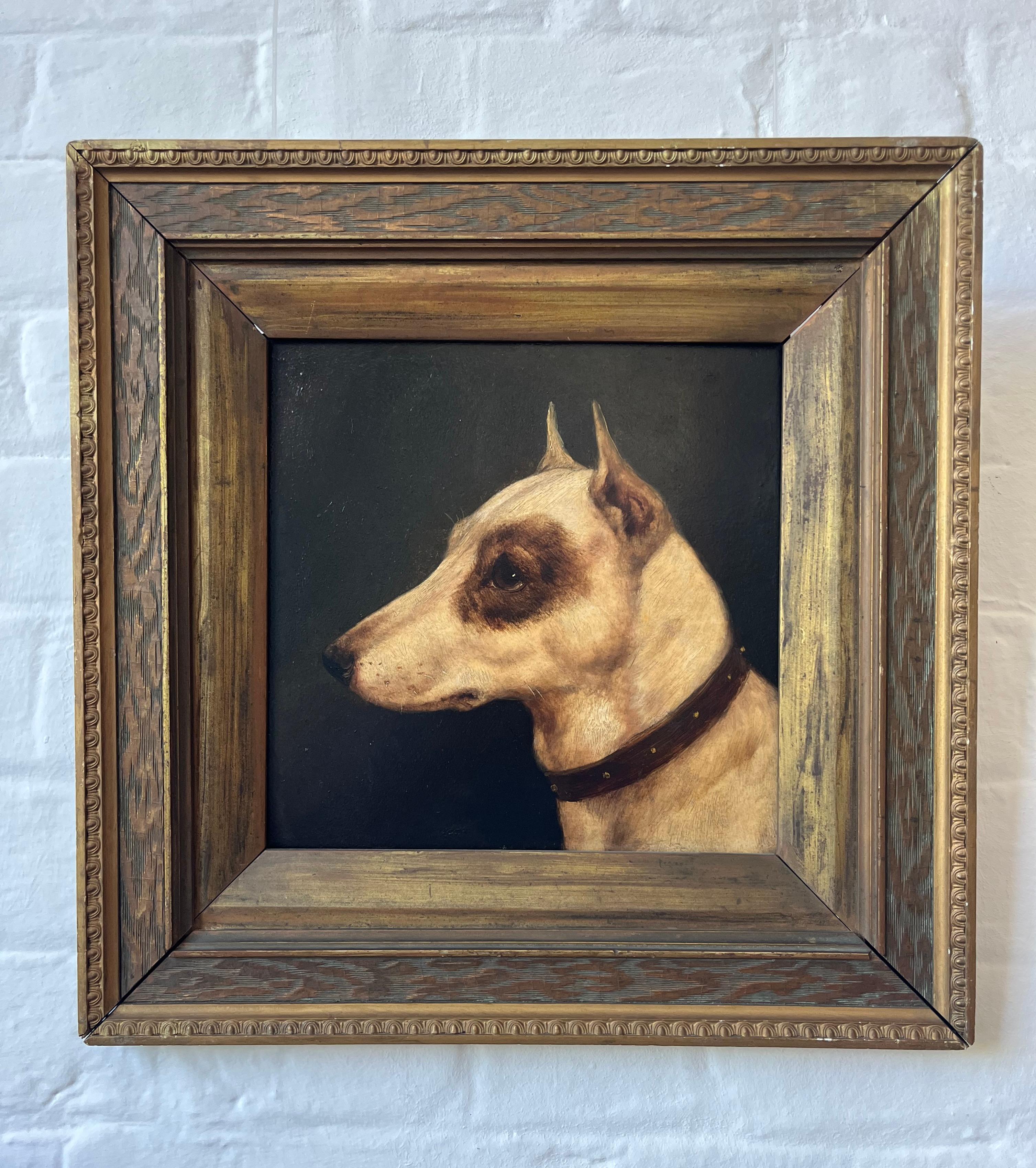 Edward Aistrop, peinture à l'huile victorienne représentant une tête de terrier en vente 2