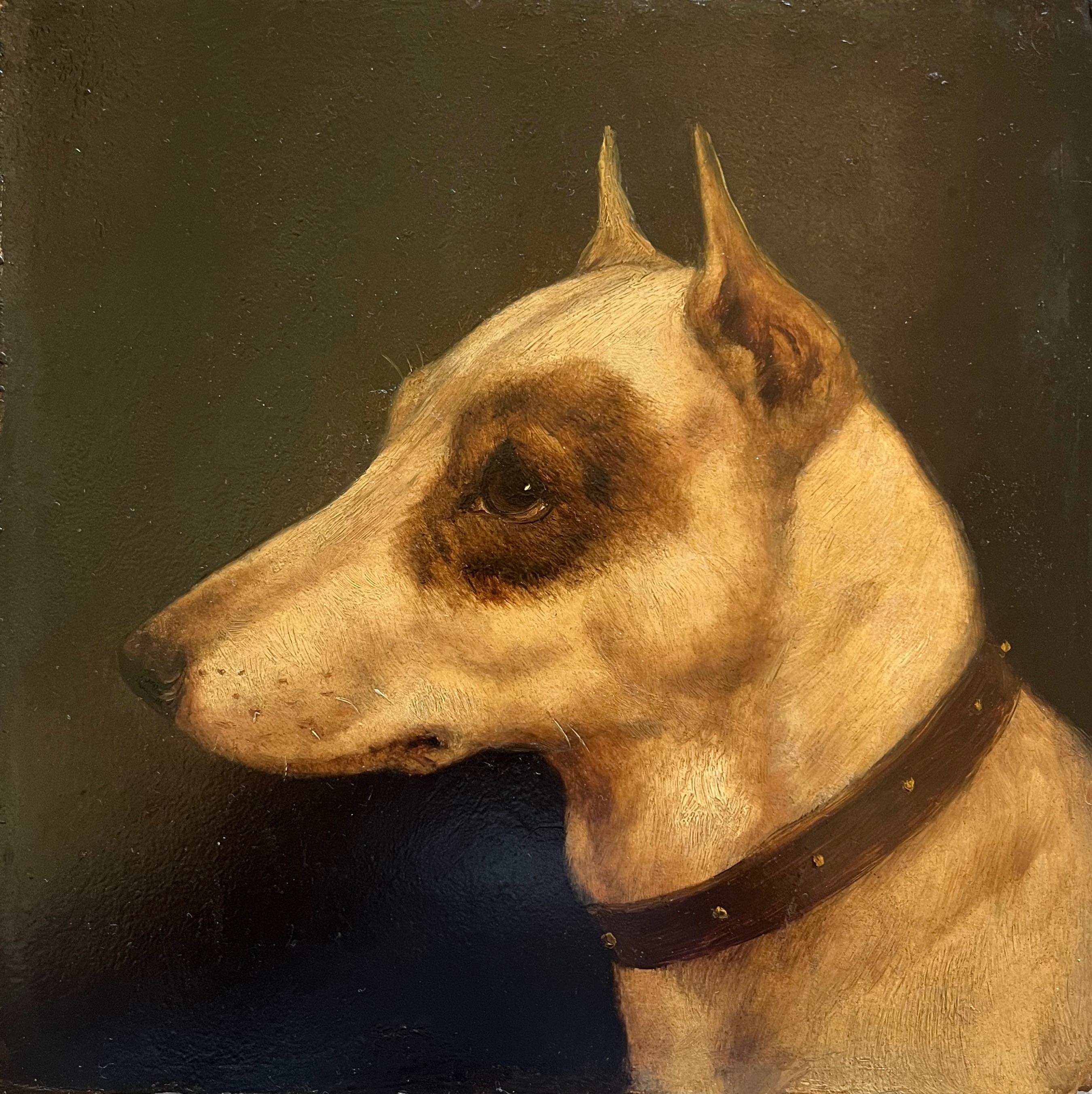 Edward Aistrop, peinture à l'huile victorienne représentant une tête de terrier en vente 3