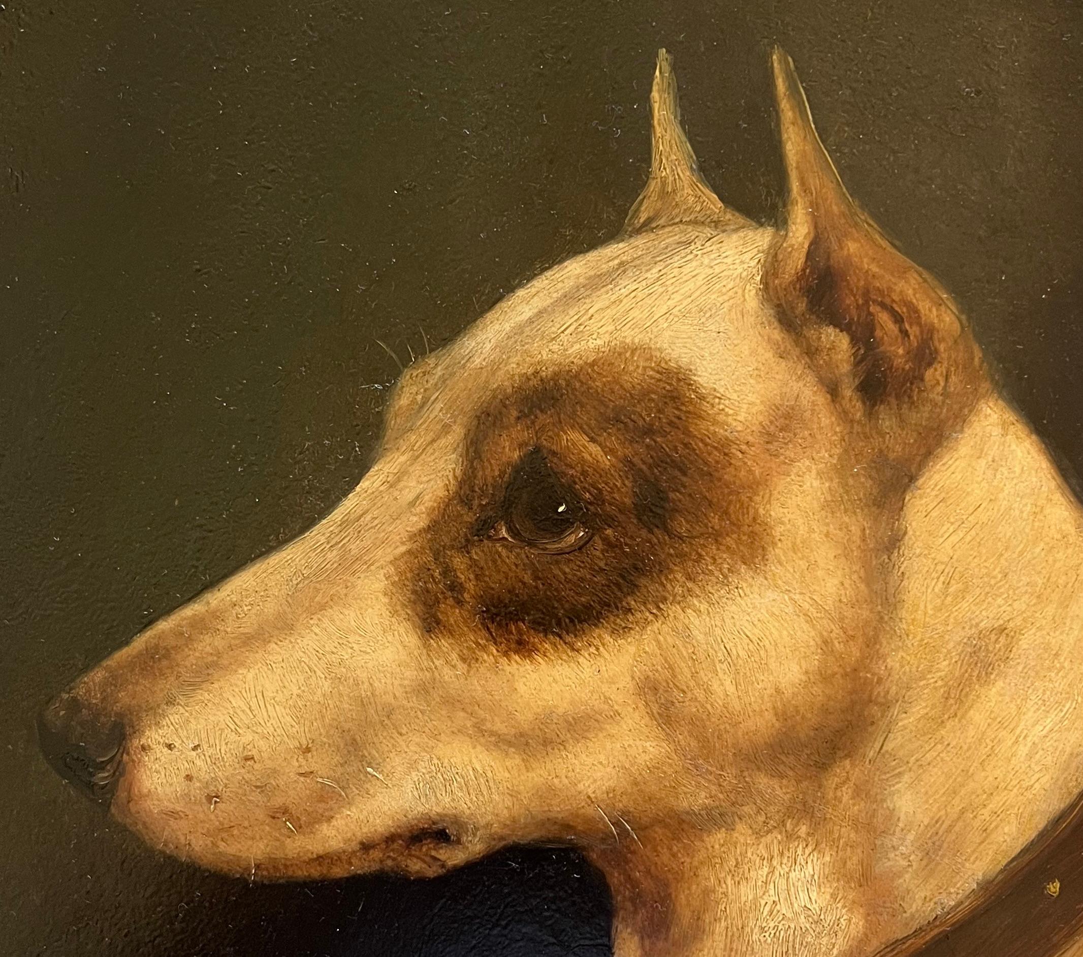 Edward Aistrop, peinture à l'huile victorienne représentant une tête de terrier en vente 4
