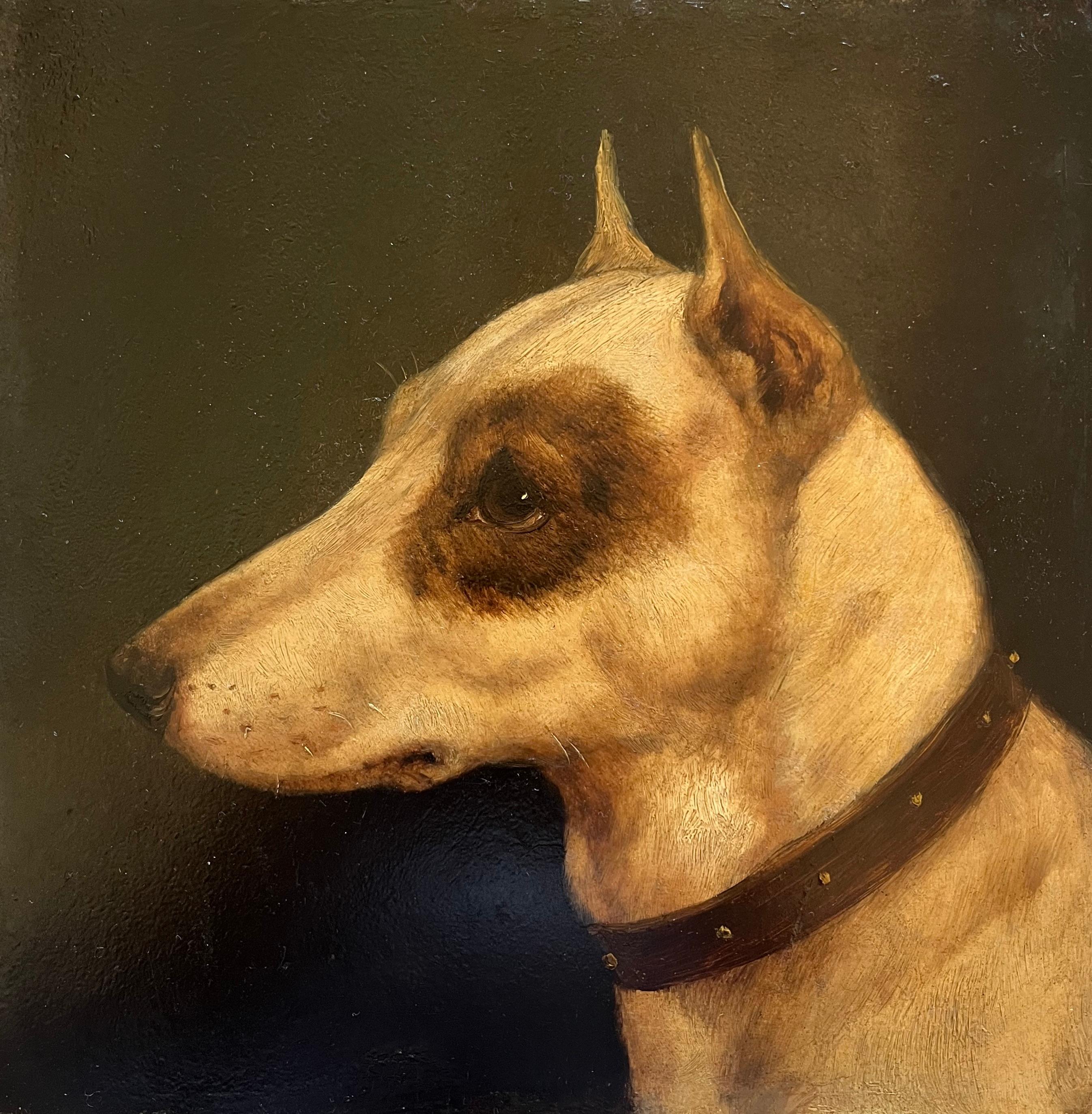 Edward Aistrop, peinture à l'huile victorienne représentant une tête de terrier en vente 6