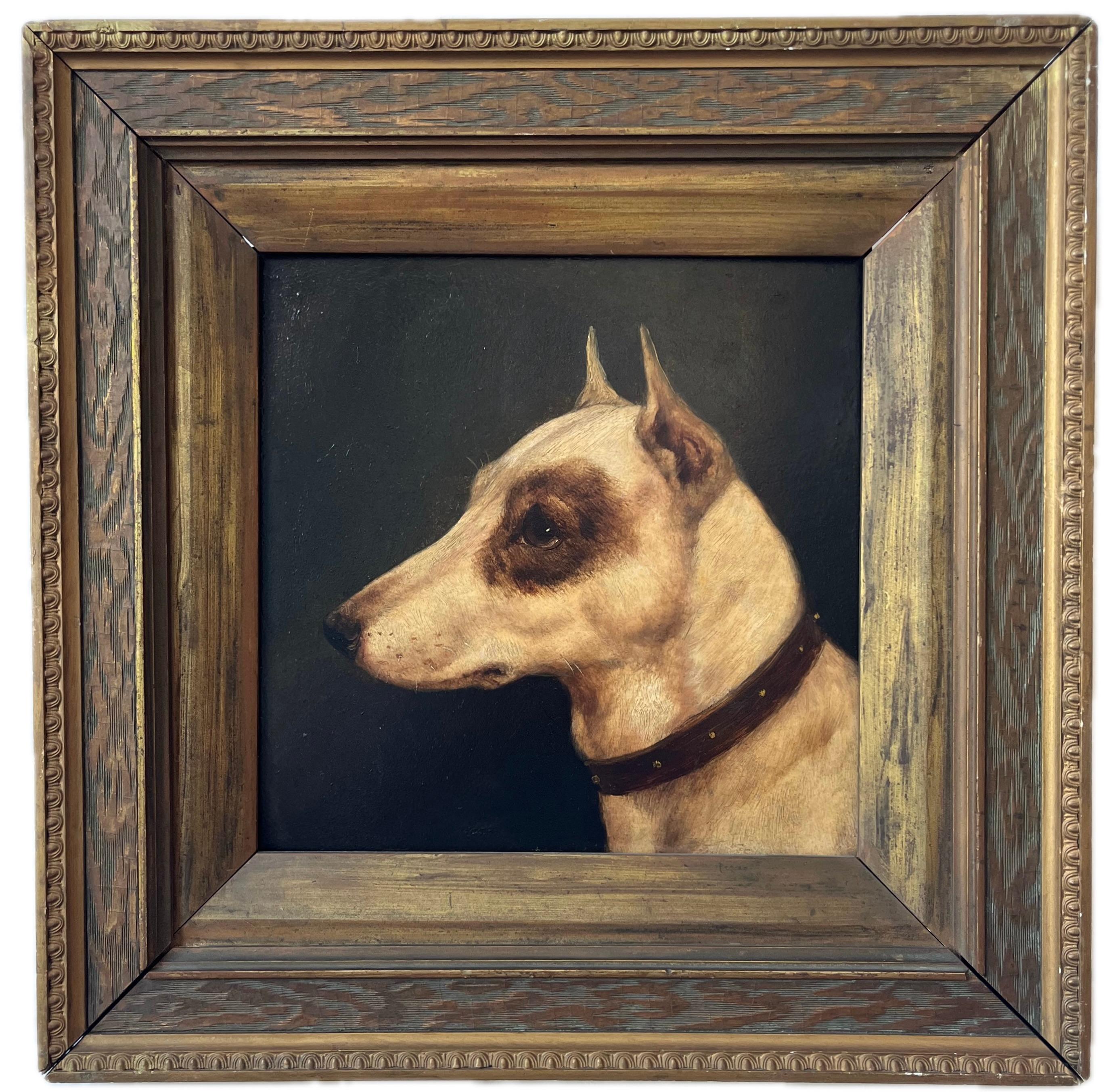 Edward Aistrop, Victorian oil painting of a terrier's head