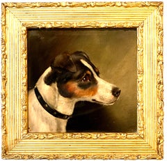 English Victorian portrait of a Jack Russell dog or puppy