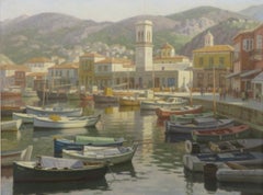 Edward Hicking (1913-1998) original impressionist oil painting HYDRA GREECE