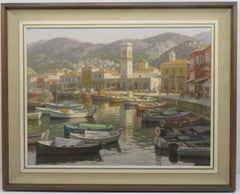 Edward Hicking (1913-1998) original impressionist oil painting HYDRA GREECE