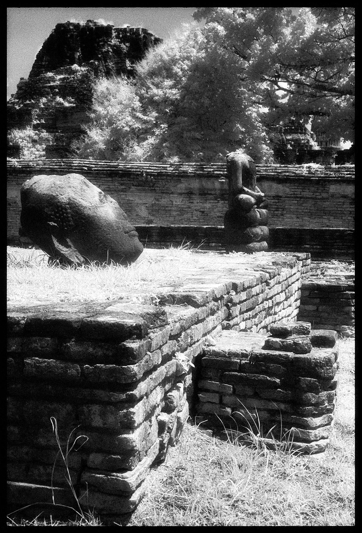 Edward Alfano Landscape Photograph - Ruins, Wat Phra - Contemporary Double Sided Photograph on Aluminum (Black+White)