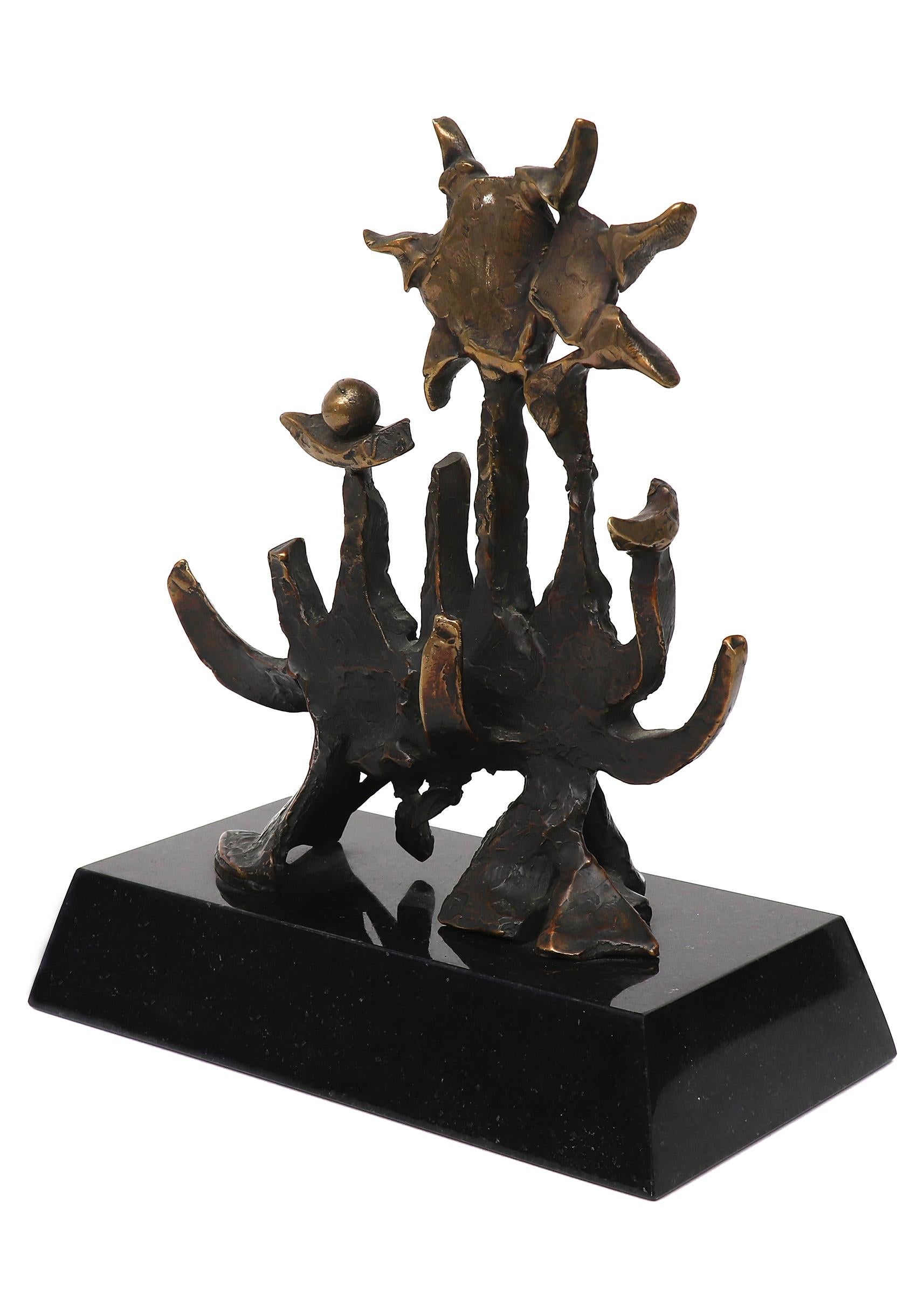 Sculpture moderne américaine abstraite en bronze sur socle en granit, Edward Chavez en vente 1