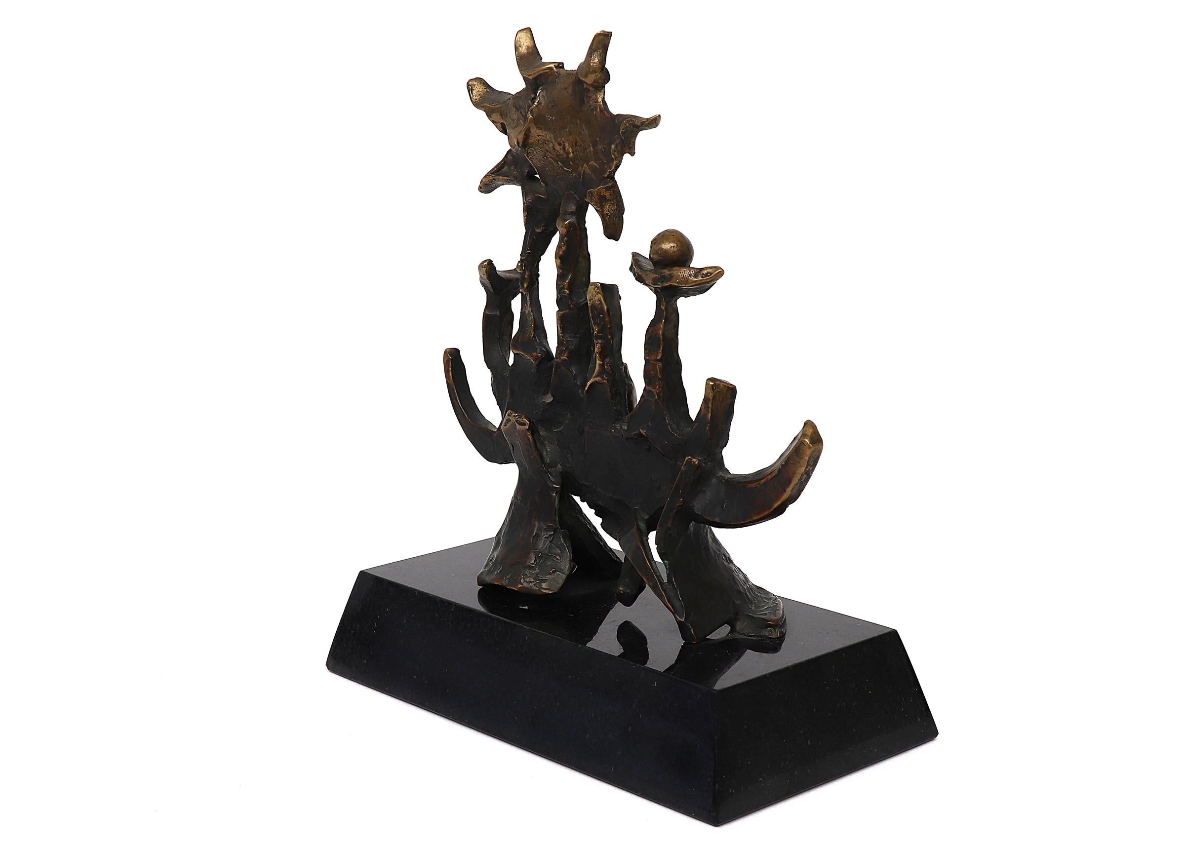 American Modern Abstract Bronze Sculpture on Granite Stand, Edward Chavez For Sale 2