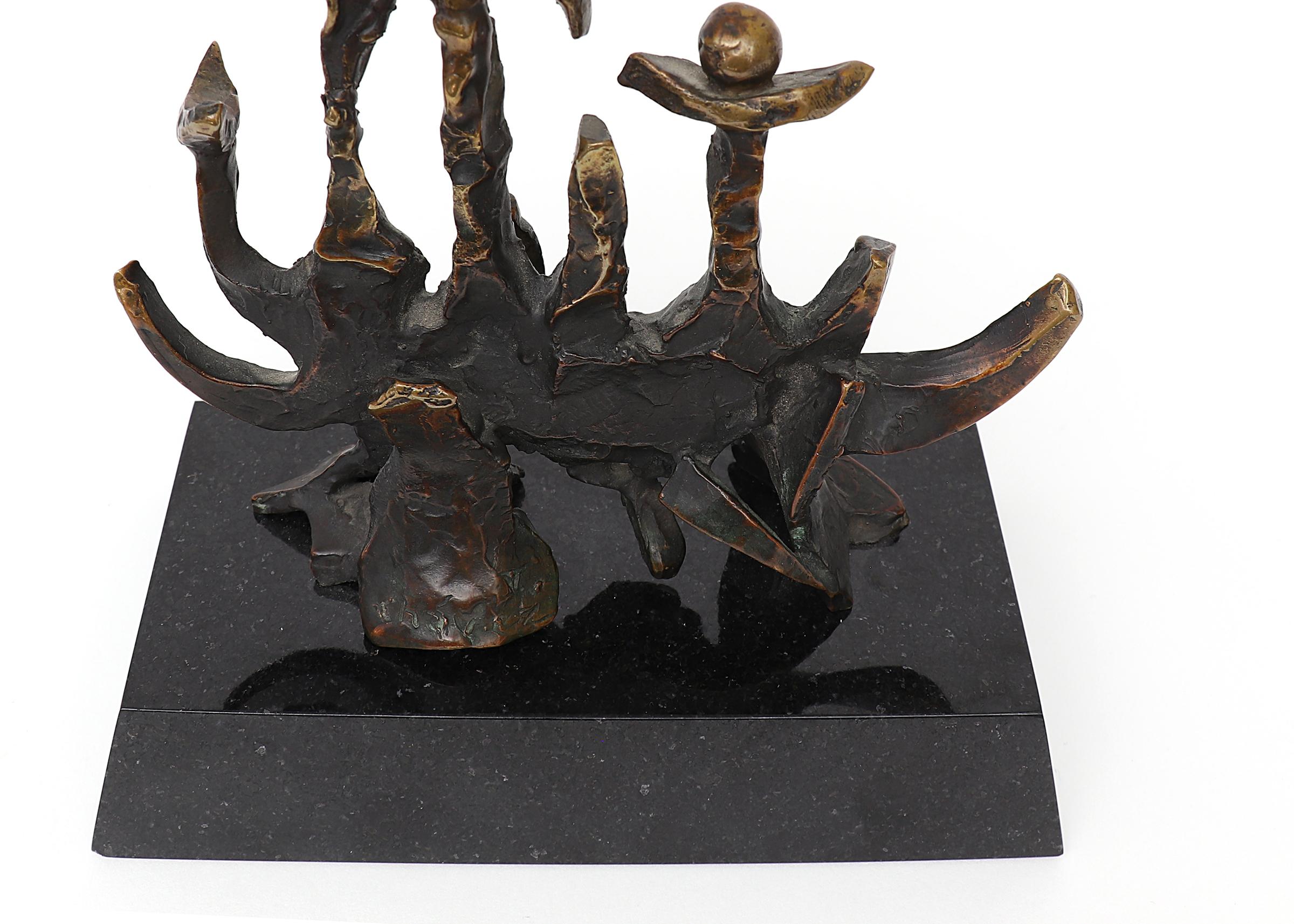 American Modern Abstract Bronze Sculpture on Granite Stand, Edward Chavez For Sale 3