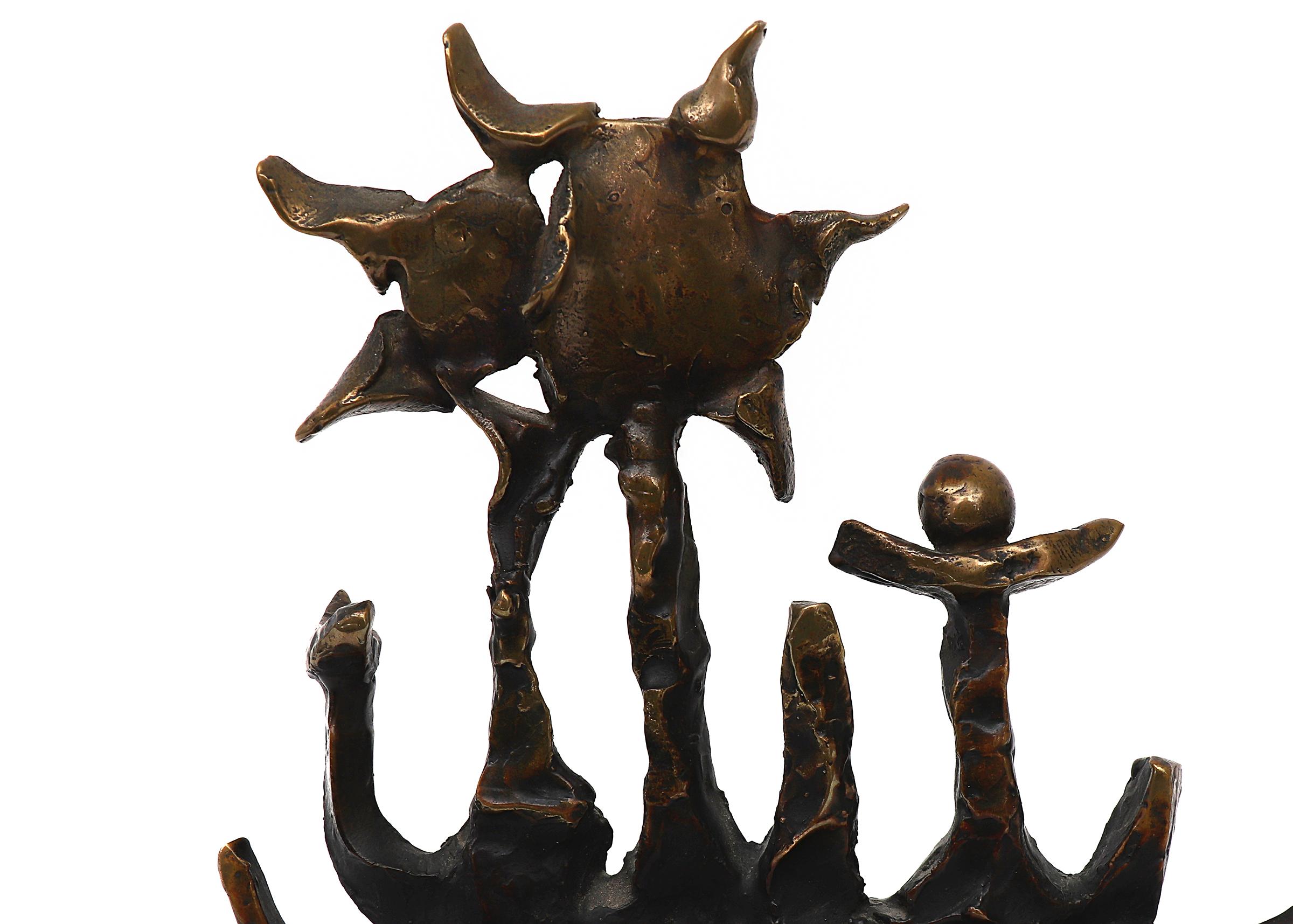 Mid Century Modern Abstract Bronze Sculpture on Granite Stand by Edward Chavez For Sale 4