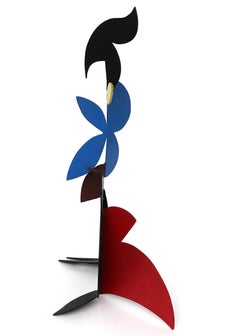 Bold Mehrfarbige abstrakte bemalte Metallskulptur, Mid-Century Modern-Kunst