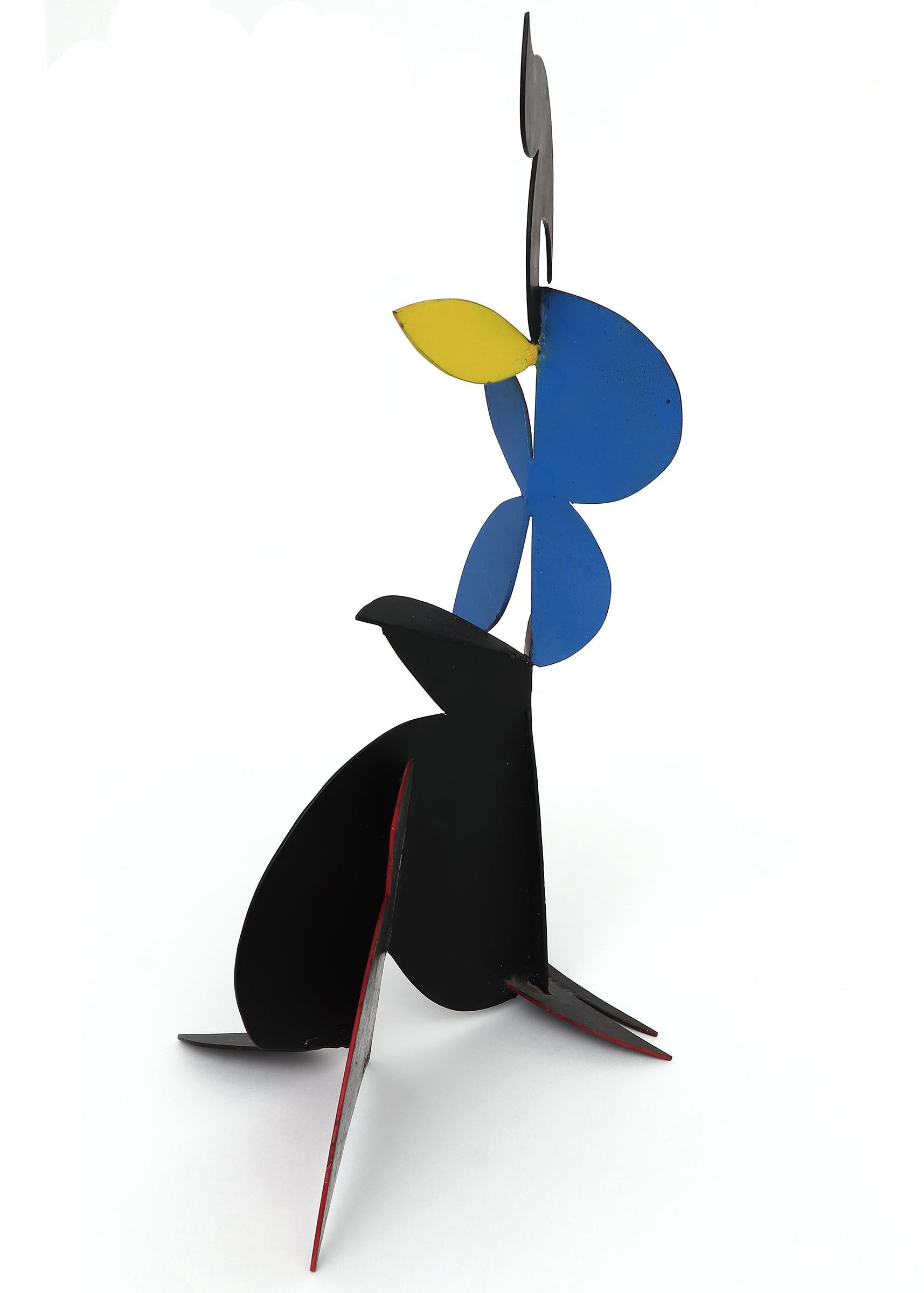 Abstract painted metal sculpture by Edward (Eduardo) Arcenio Chavez (1917-1995). Painted in the three primary colors: red, blue, and yellow. Sculpture measures 16 ½ x 7 x 11 inches. 

About the Artist:

Born 1917
Died 1995

Born in Wagonmound, New