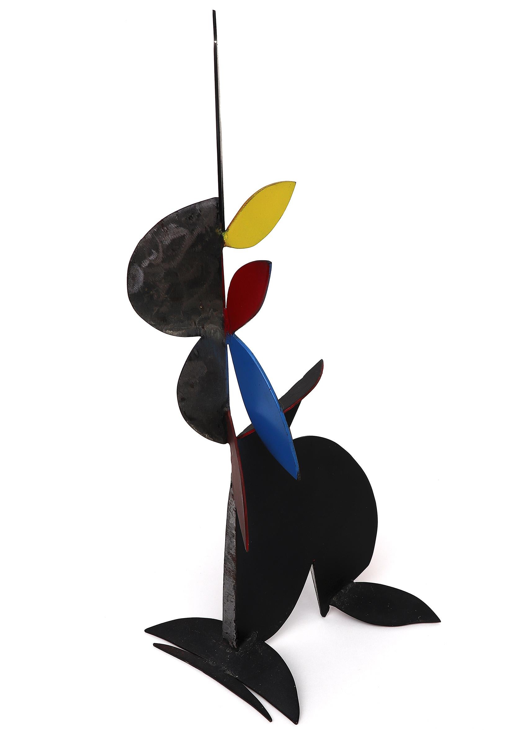 Mehrfarbige abstrakte bemalte Metallskulptur von Edward Chavez, American Modern im Angebot 1