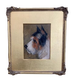 Victorian English portrait of a Terrier dog head